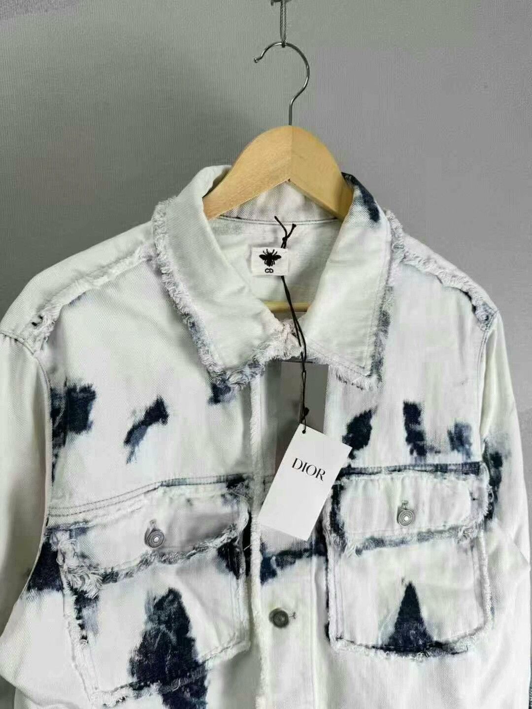 dior blue tie-dye embroidered denim jacket