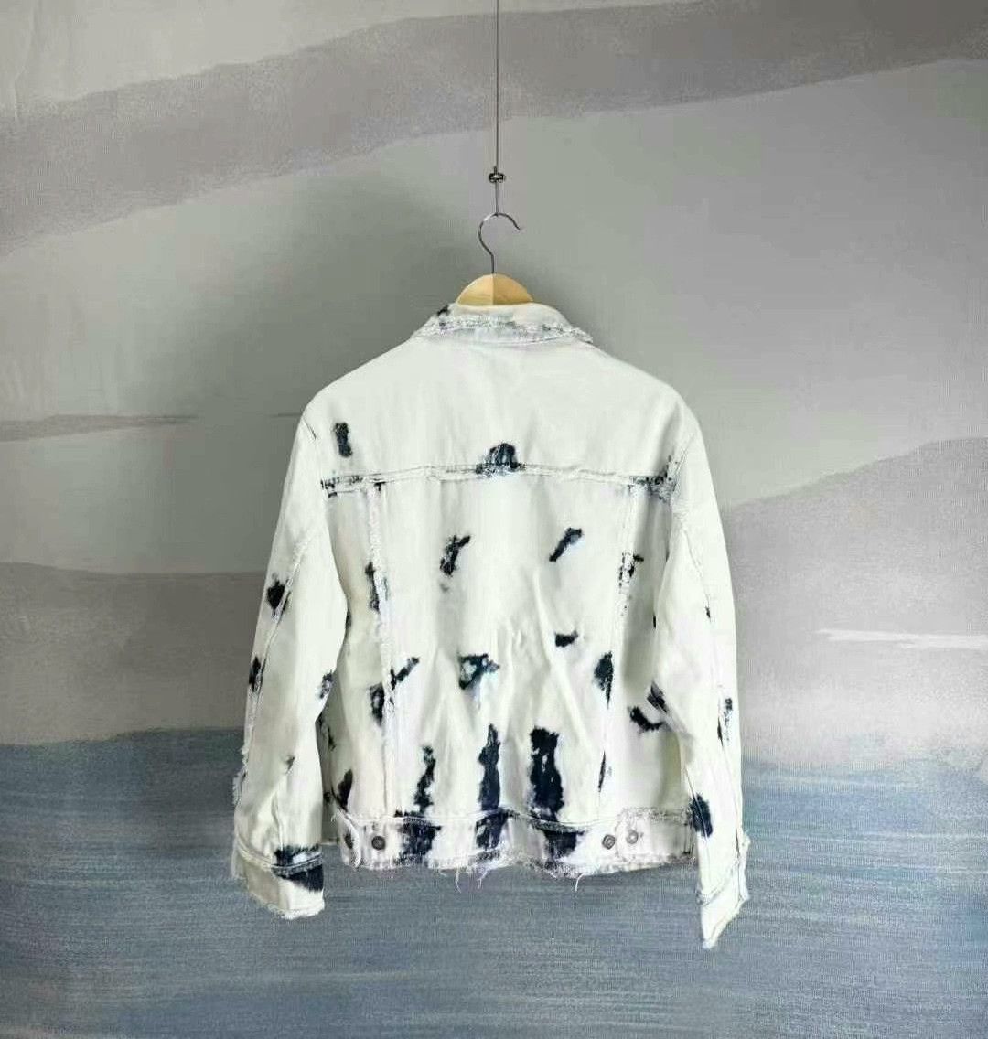 dior blue tie-dye embroidered denim jacket