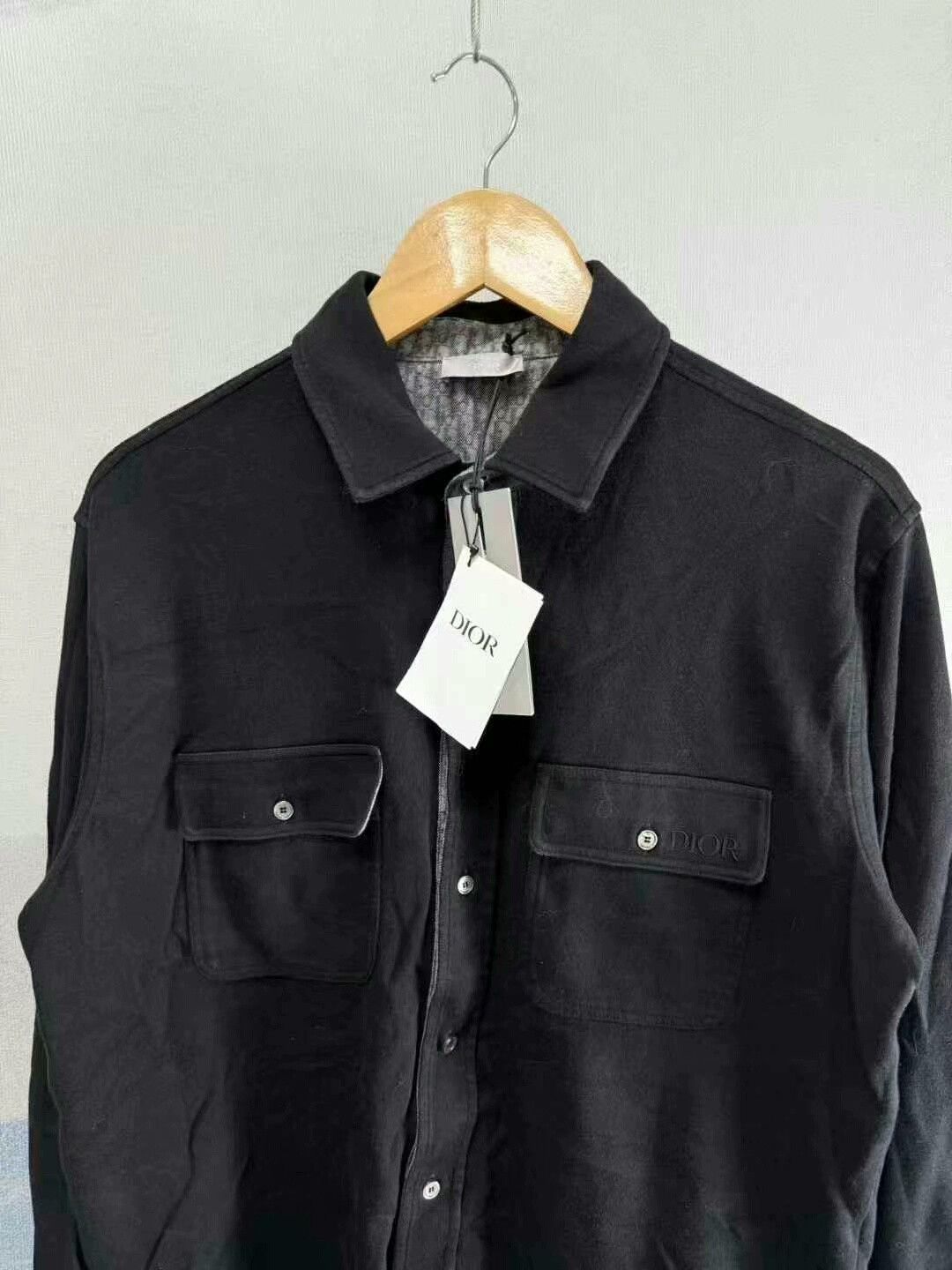 Dior Dior Black Embroidered Pocket Wool Shirt Size US M / EU 48-50 / 2 - 2 Thumbnail