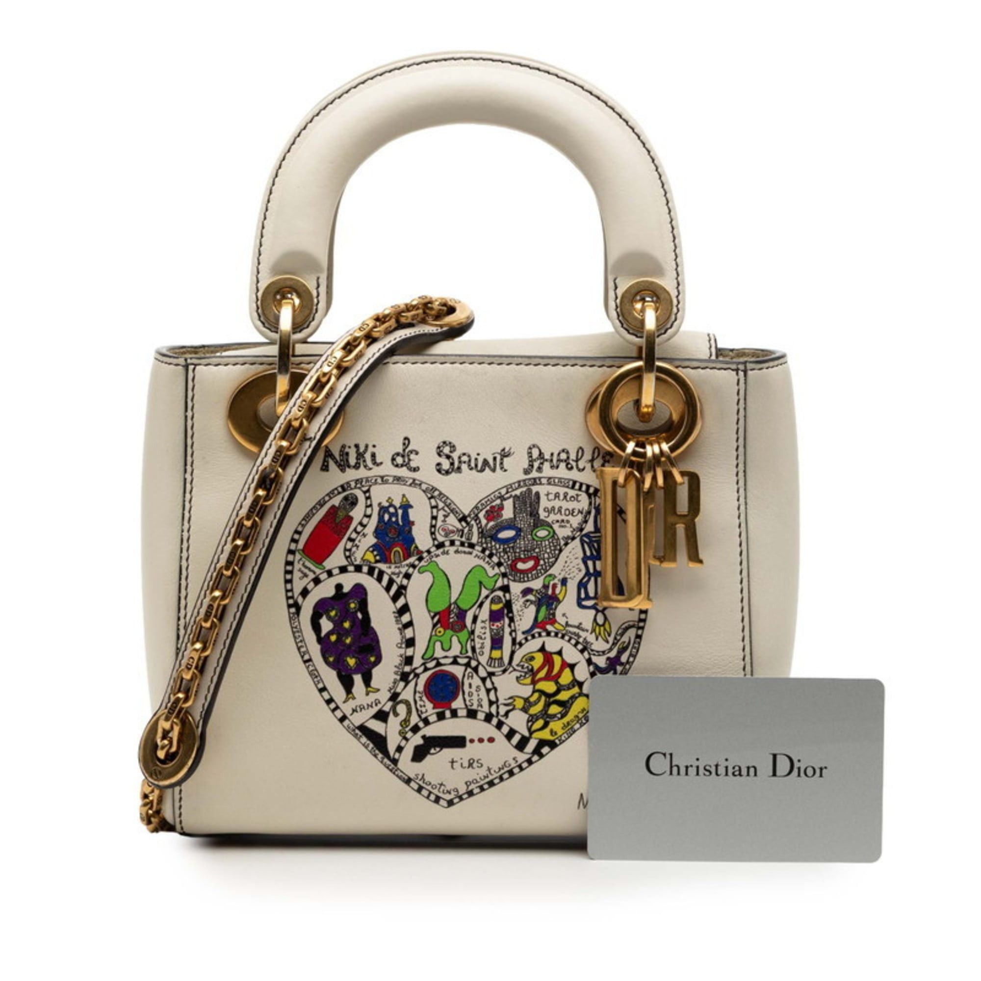 Dior Christian Dior Dior Lady Mini Niki de Saint Phalle Handbag/Shoulder Bag, 2-Way, Off-White Leather, Women's Size ONE SIZE - 9 Thumbnail