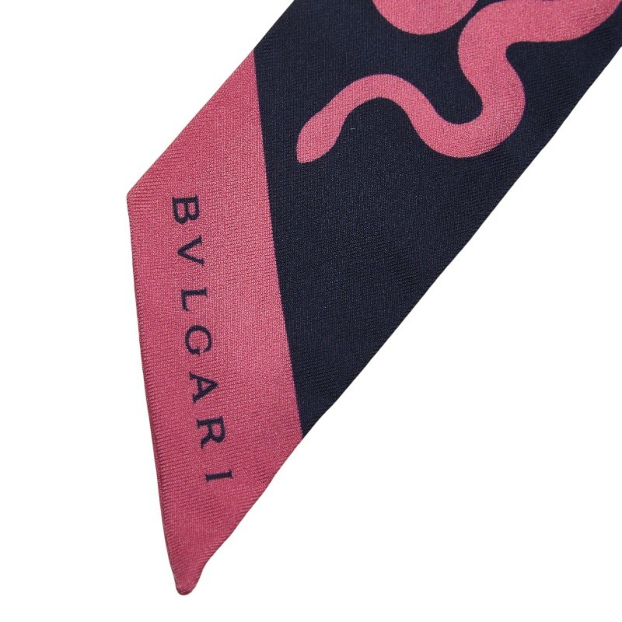 Bvlgari BVLGARI x FRGMT Collaboration Collection Serpenti Scarf/Muffler in Navy and Pink Silk for Women Size ONE SIZE - 2 Thumbnail