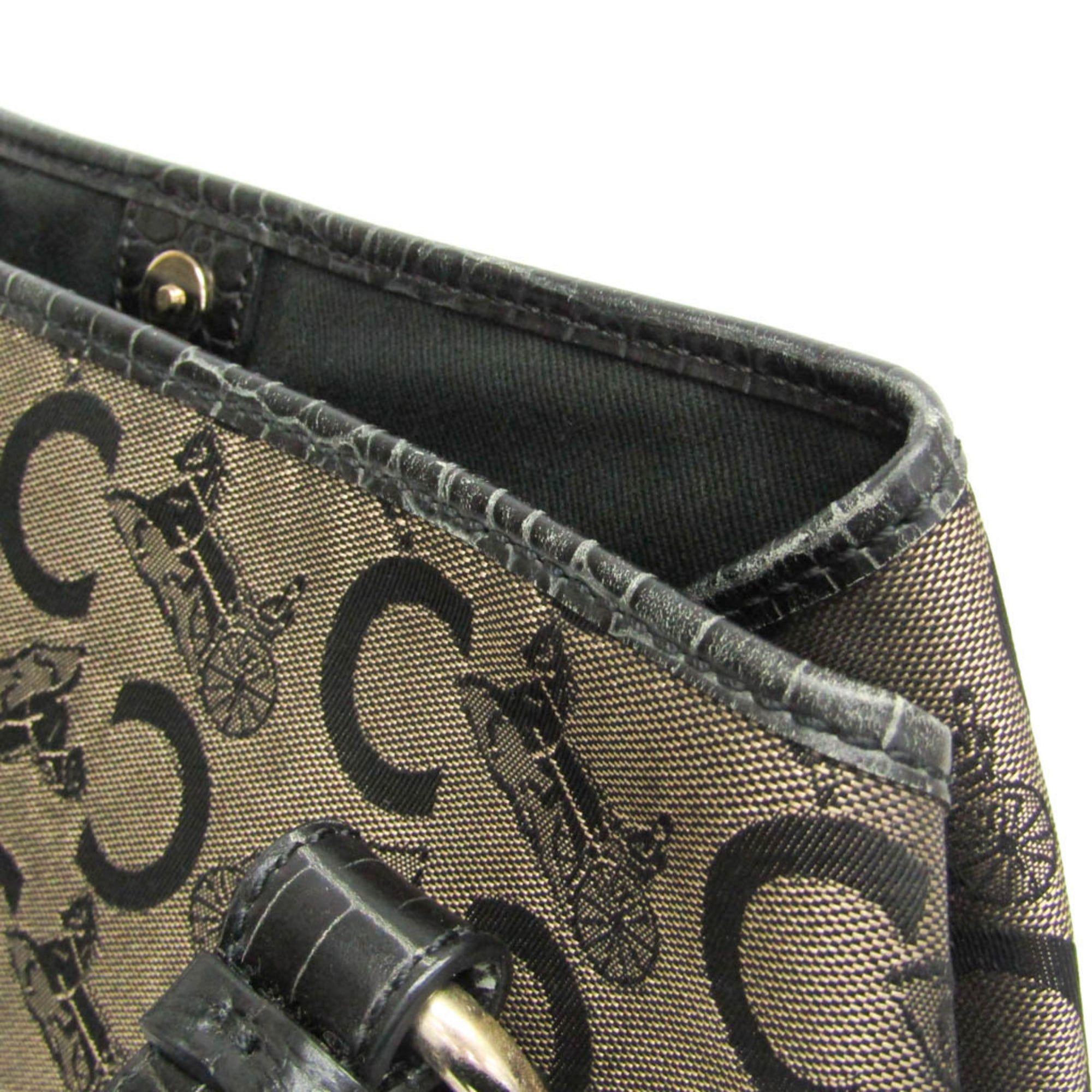 Celine Celine C Macadam Carriage Pattern Women's Canvas,Leather Tote Bag Beige,Black Size ONE SIZE - 8 Thumbnail