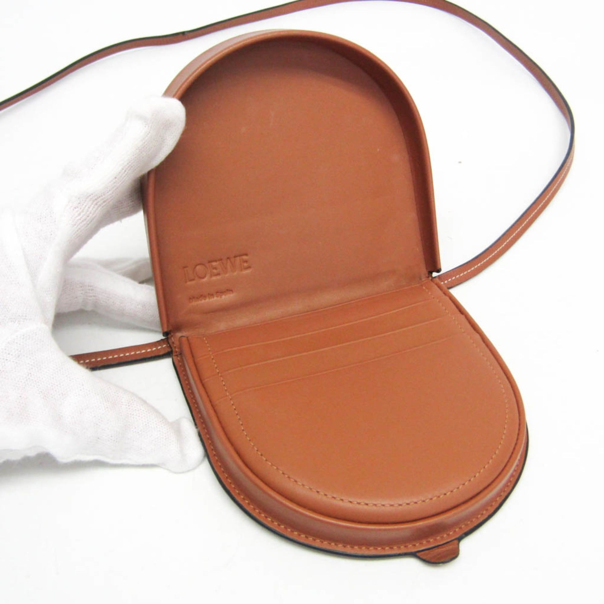 Loewe Loewe HEEL POUCH SMALL Women's Leather Shoulder Bag Brown Size ONE SIZE - 4 Thumbnail