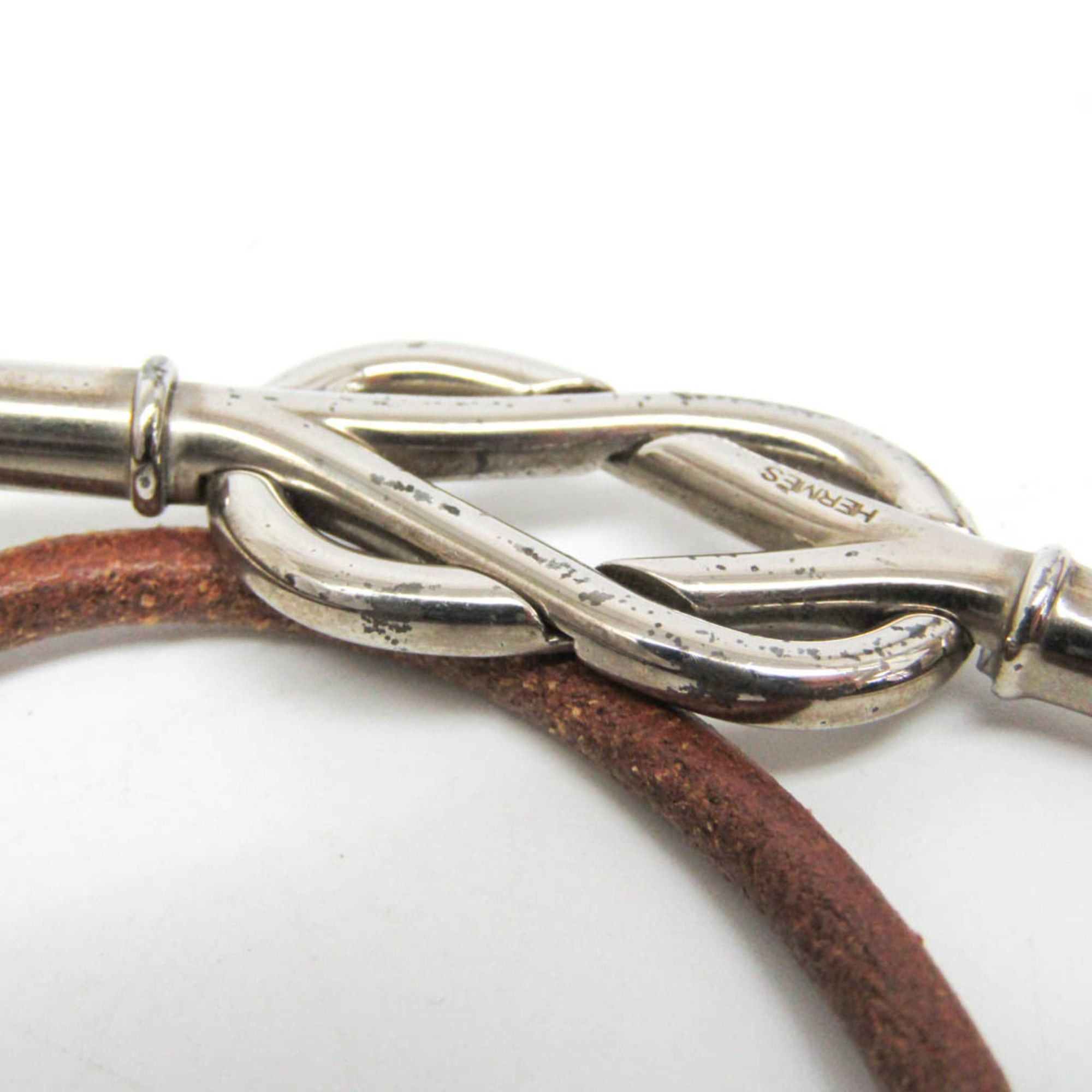 Hermes Hermes Atame Choker Leather,Metal Bangle Silver,Brown Size ONE SIZE - 7 Thumbnail