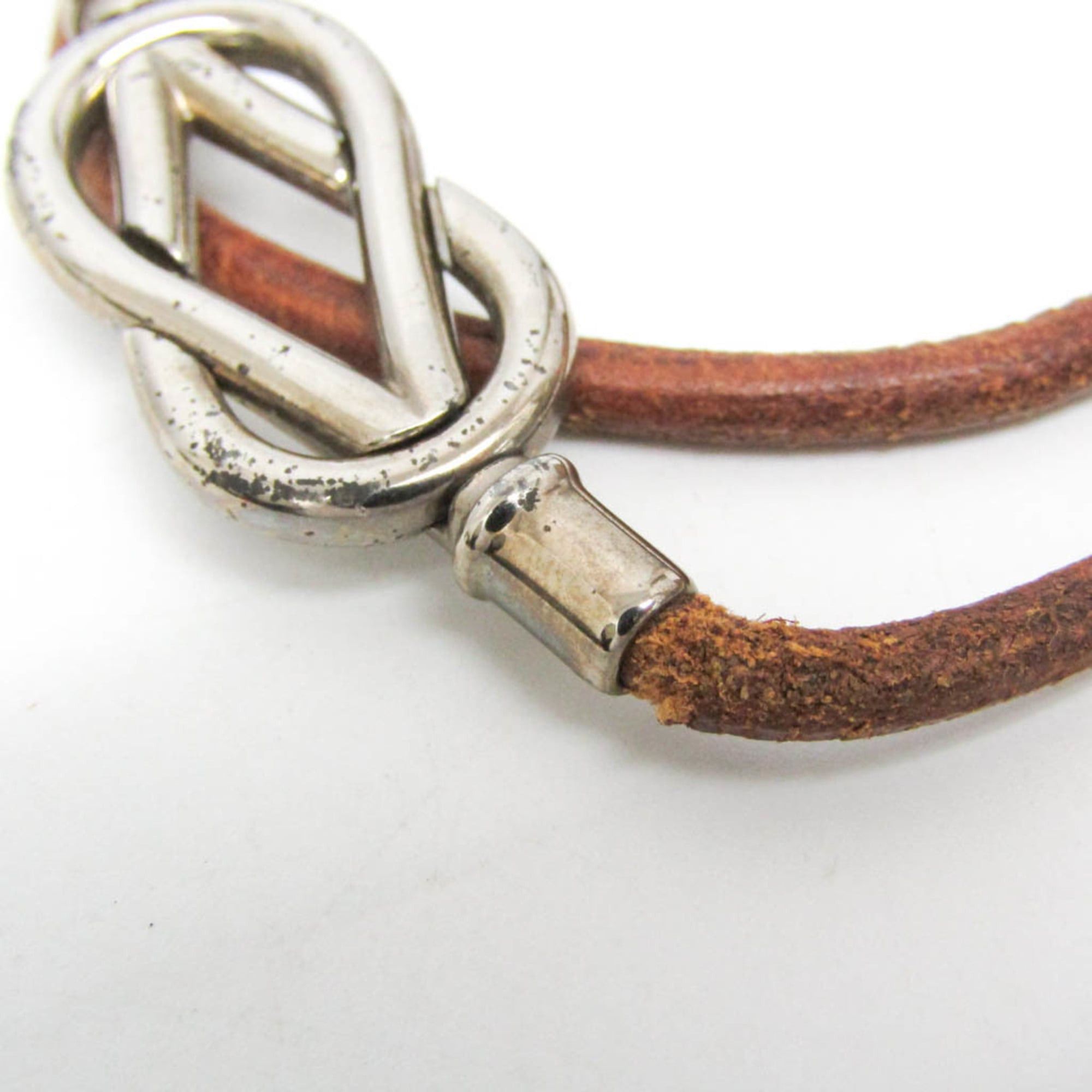 Hermes Hermes Atame Choker Leather,Metal Bangle Silver,Brown Size ONE SIZE - 4 Thumbnail