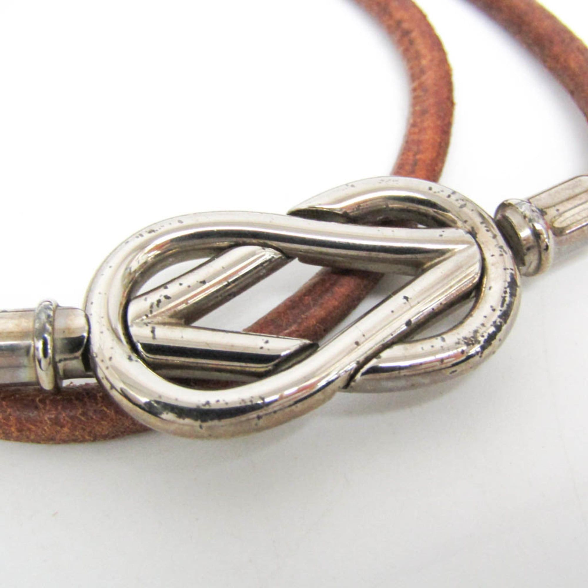 Hermes Hermes Atame Choker Leather,Metal Bangle Silver,Brown Size ONE SIZE - 5 Thumbnail