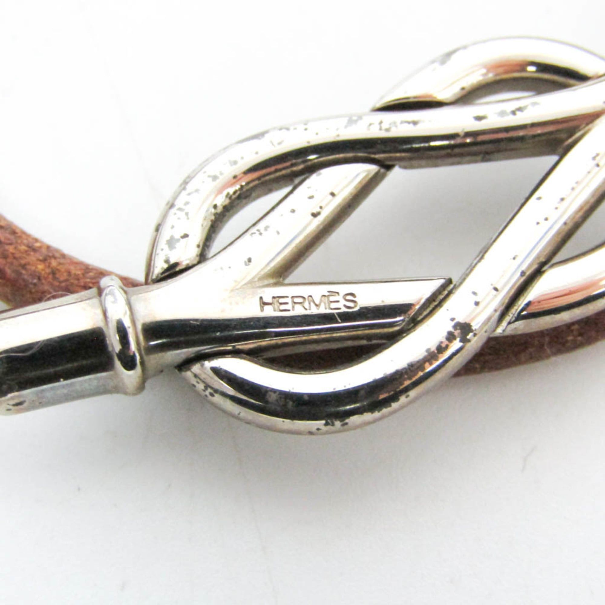 Hermes Hermes Atame Choker Leather,Metal Bangle Silver,Brown Size ONE SIZE - 8 Thumbnail