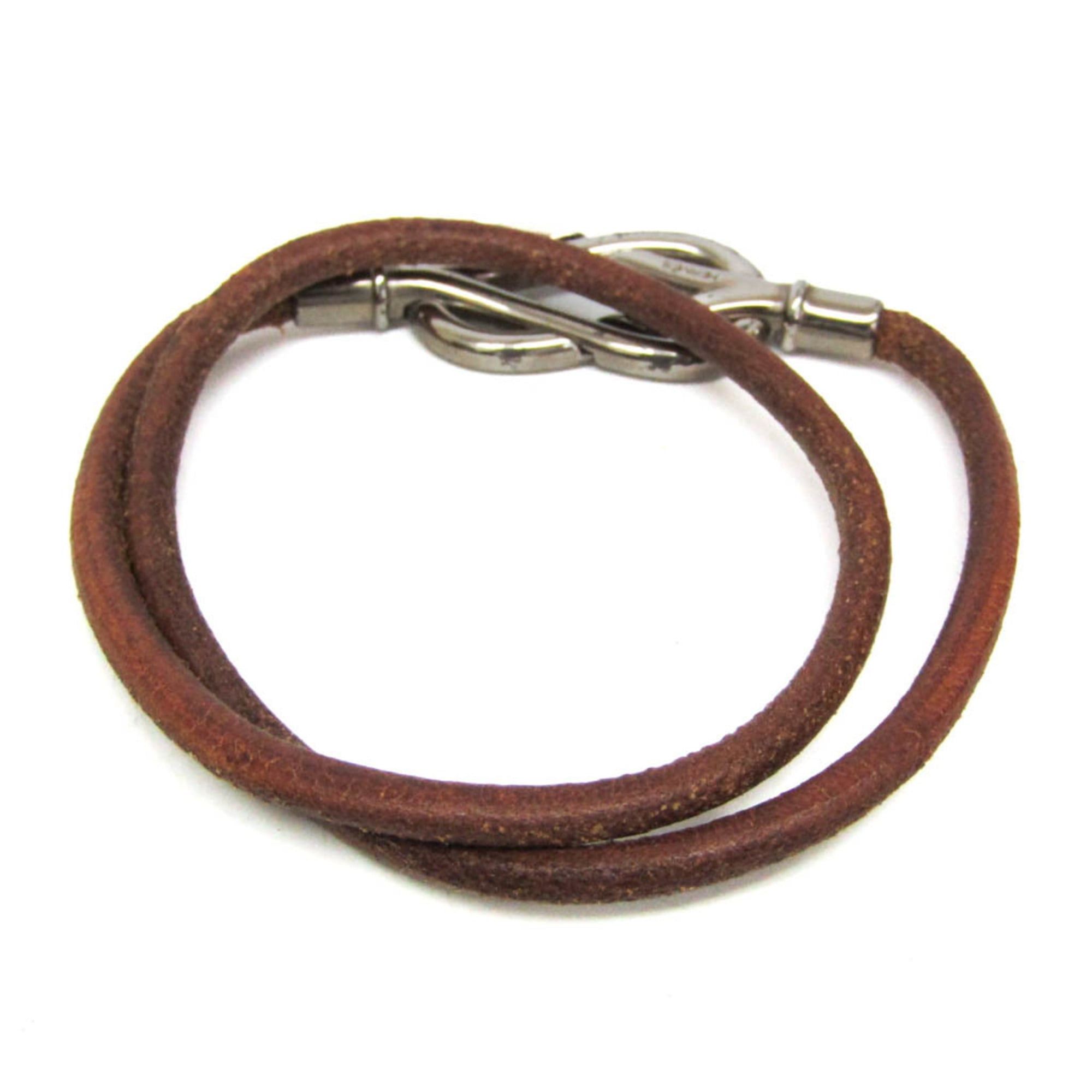 Hermes Hermes Atame Choker Leather,Metal Bangle Silver,Brown Size ONE SIZE - 2 Thumbnail