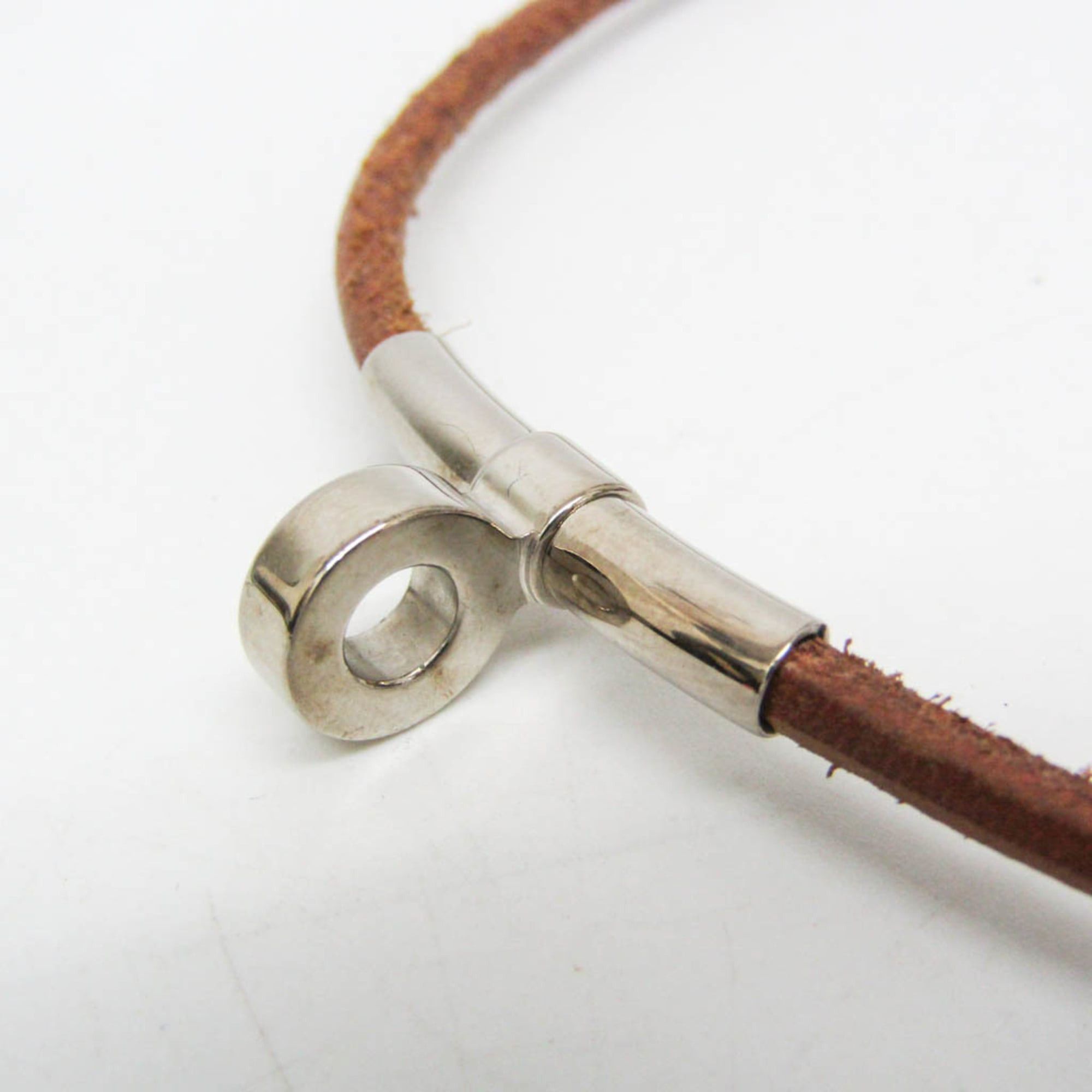 Hermes Hermes Kite Choker Leather,Metal Bangle Silver,Brown Size ONE SIZE - 4 Thumbnail