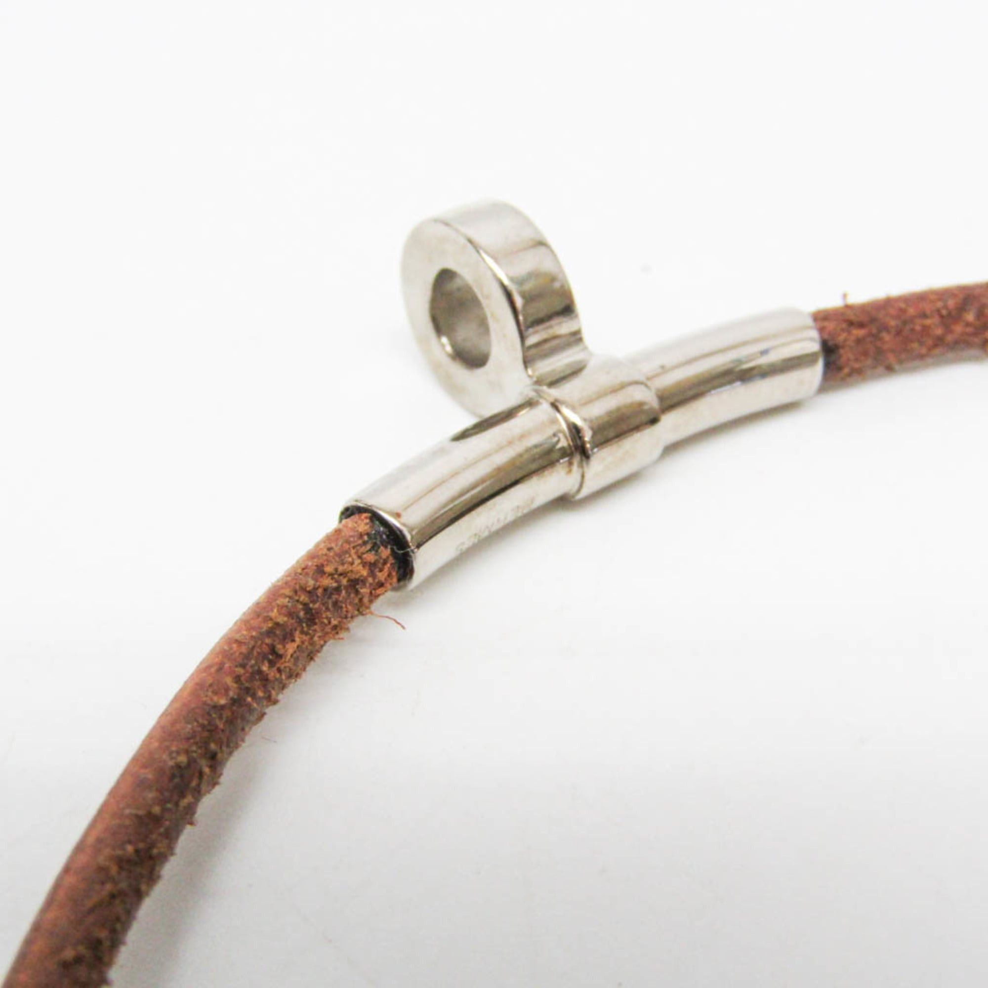 Hermes Hermes Kite Choker Leather,Metal Bangle Silver,Brown Size ONE SIZE - 7 Thumbnail
