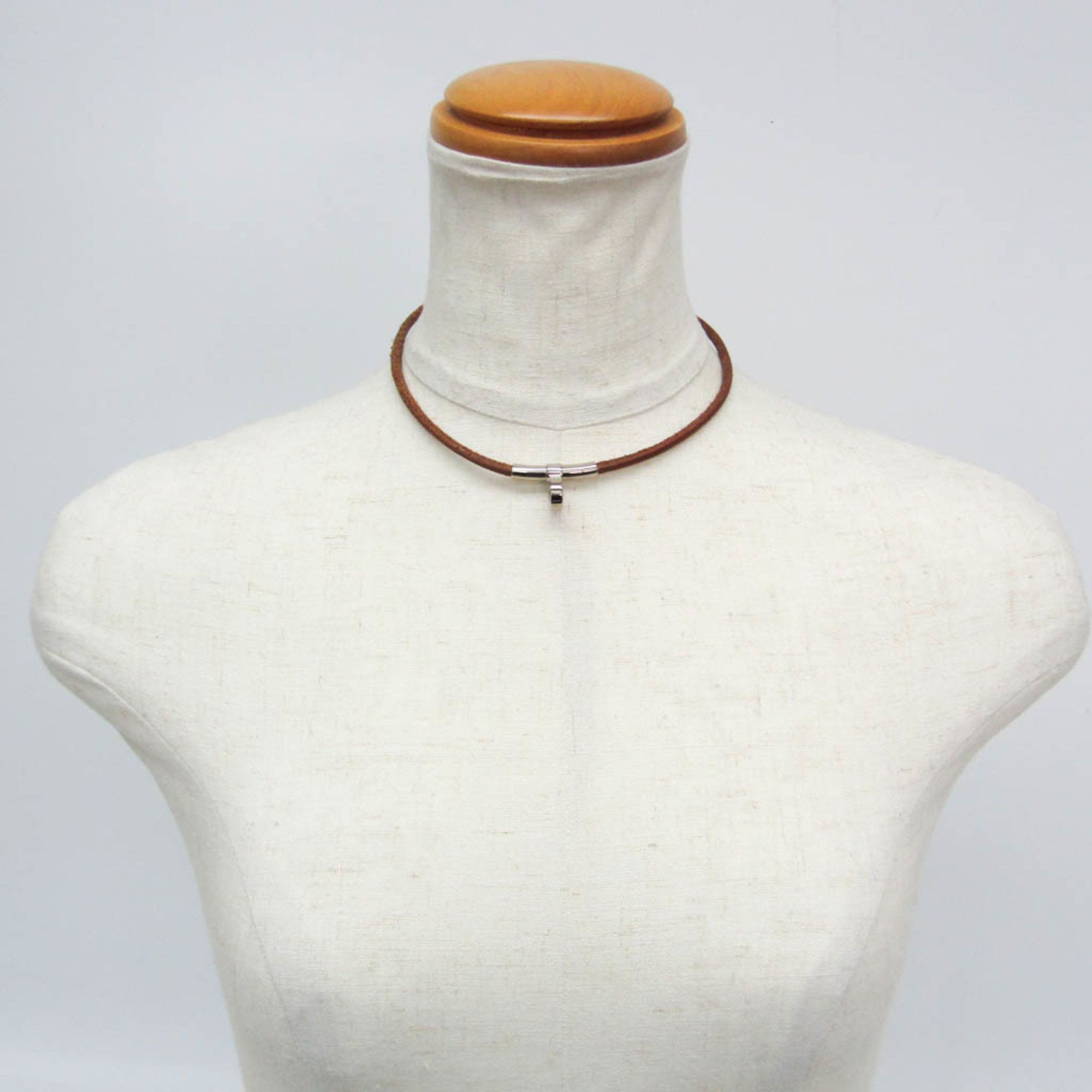 Hermes Hermes Kite Choker Leather,Metal Bangle Silver,Brown Size ONE SIZE - 12 Thumbnail