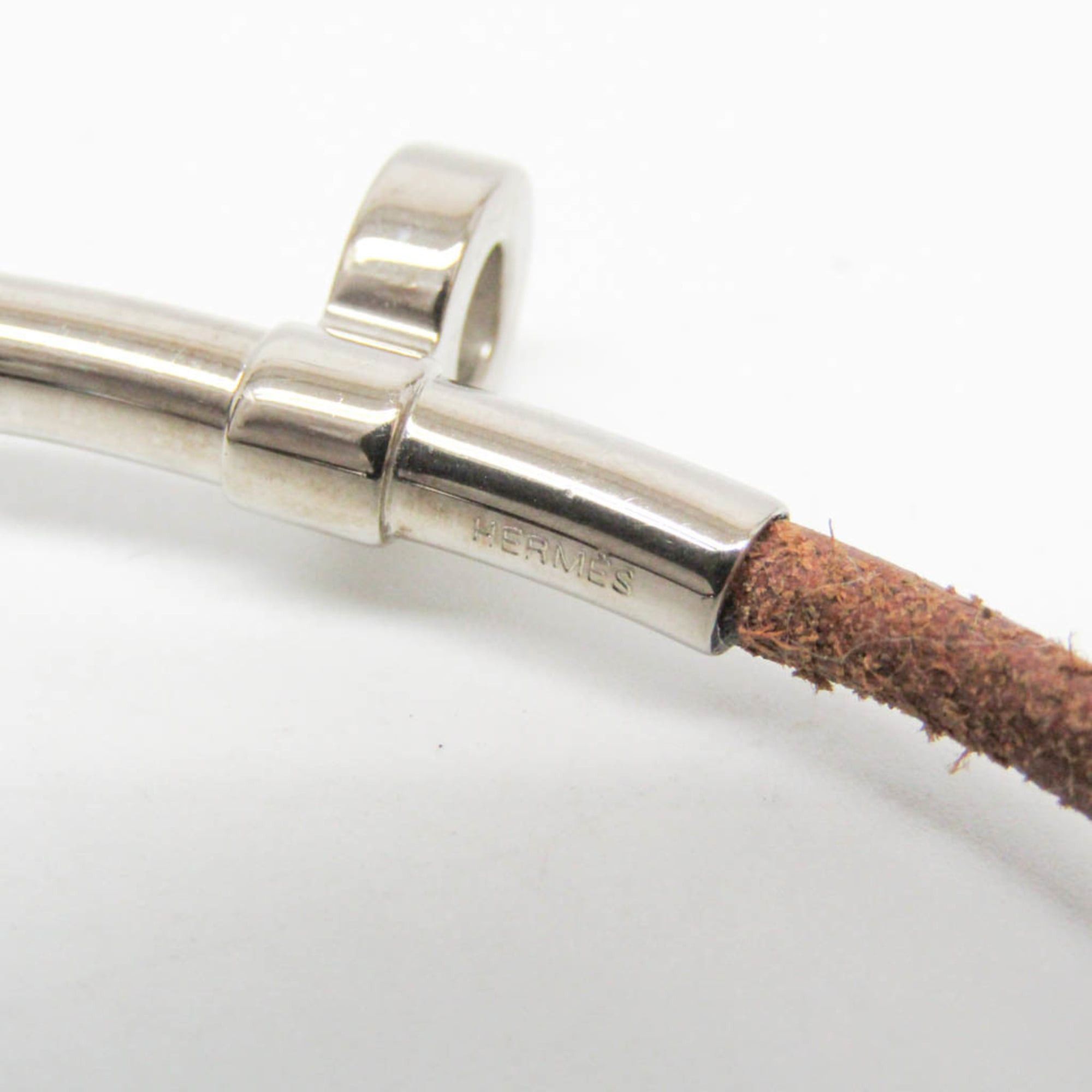 Hermes Hermes Kite Choker Leather,Metal Bangle Silver,Brown Size ONE SIZE - 11 Thumbnail