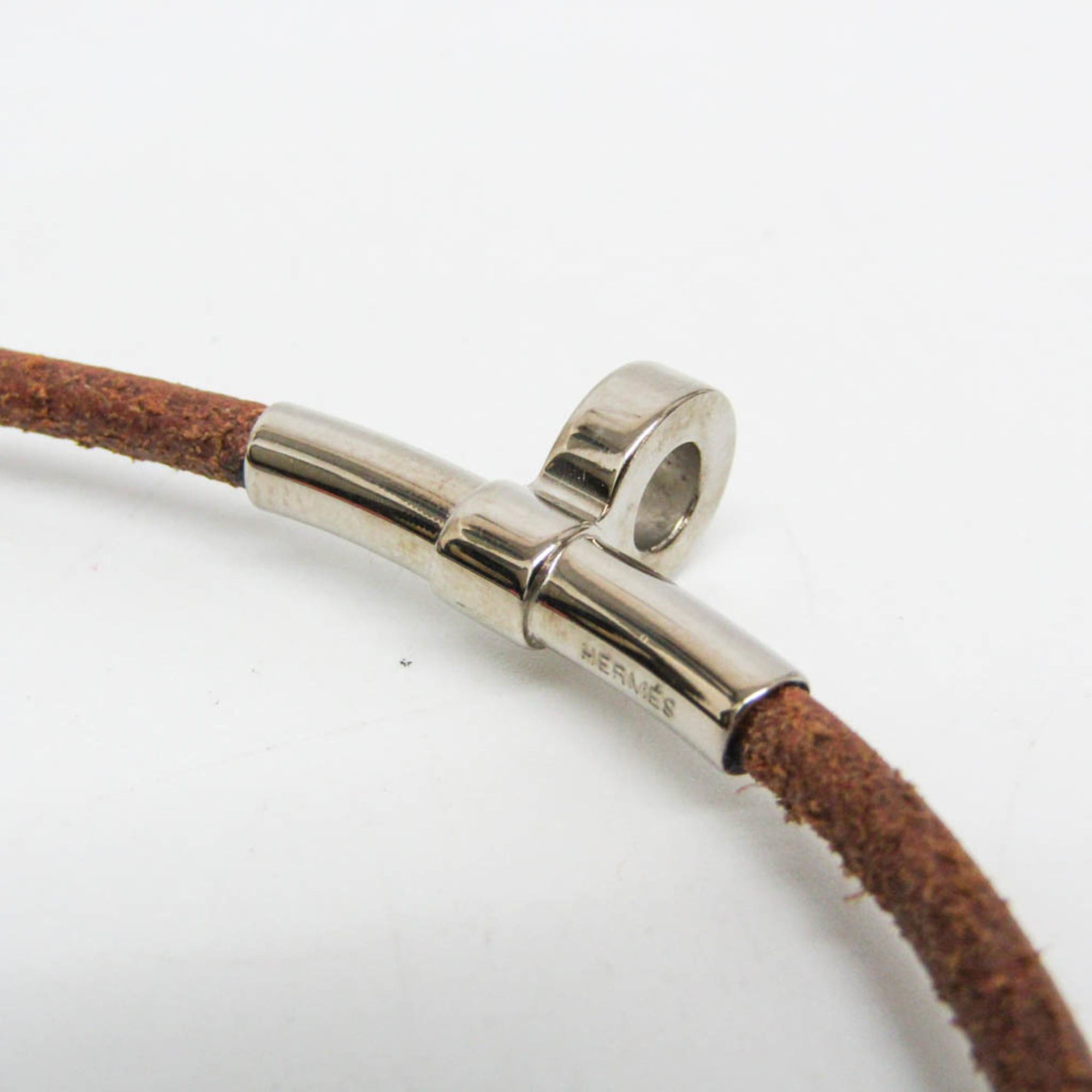 Hermes Hermes Kite Choker Leather,Metal Bangle Silver,Brown Size ONE SIZE - 5 Thumbnail