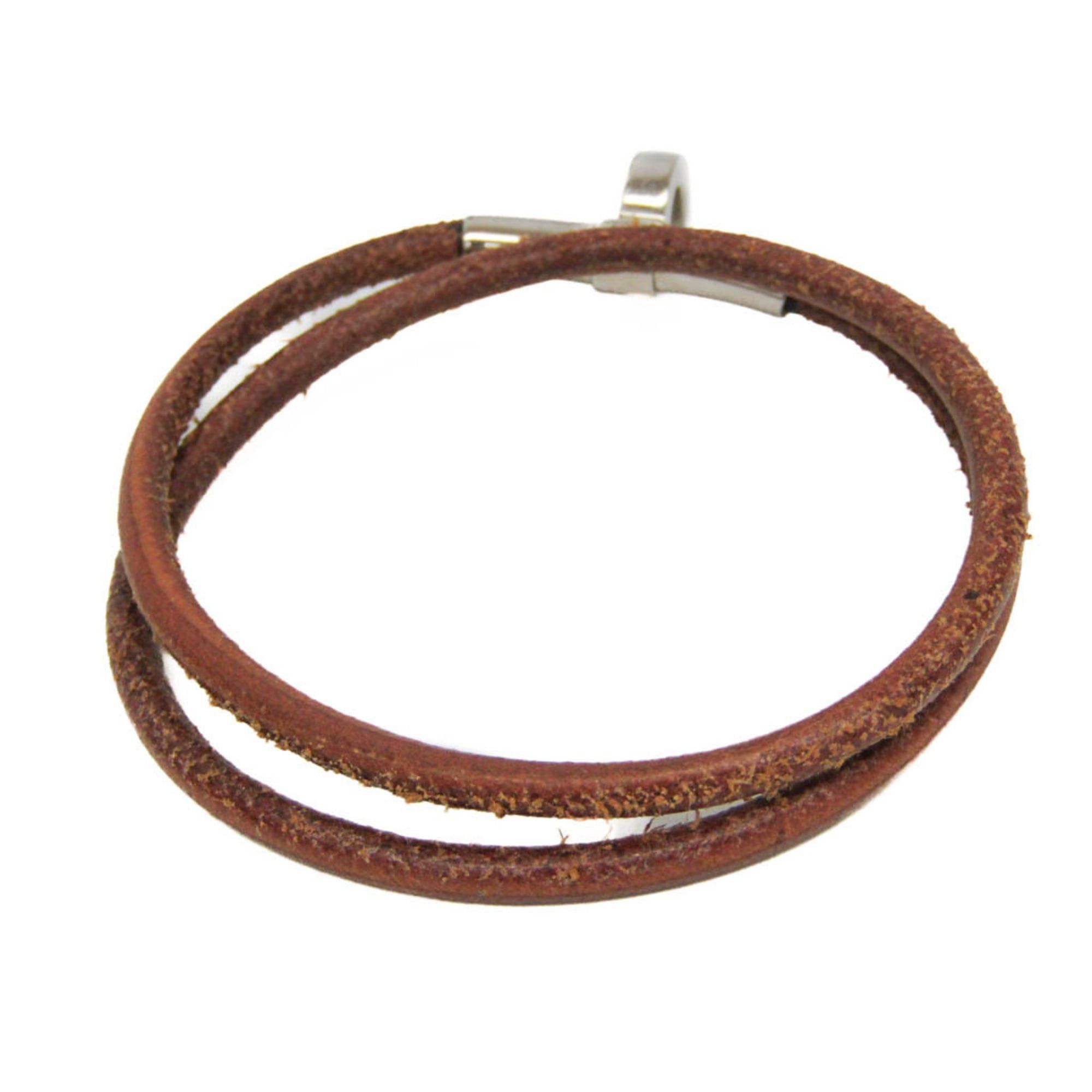 Hermes Hermes Kite Choker Leather,Metal Bangle Silver,Brown Size ONE SIZE - 2 Thumbnail