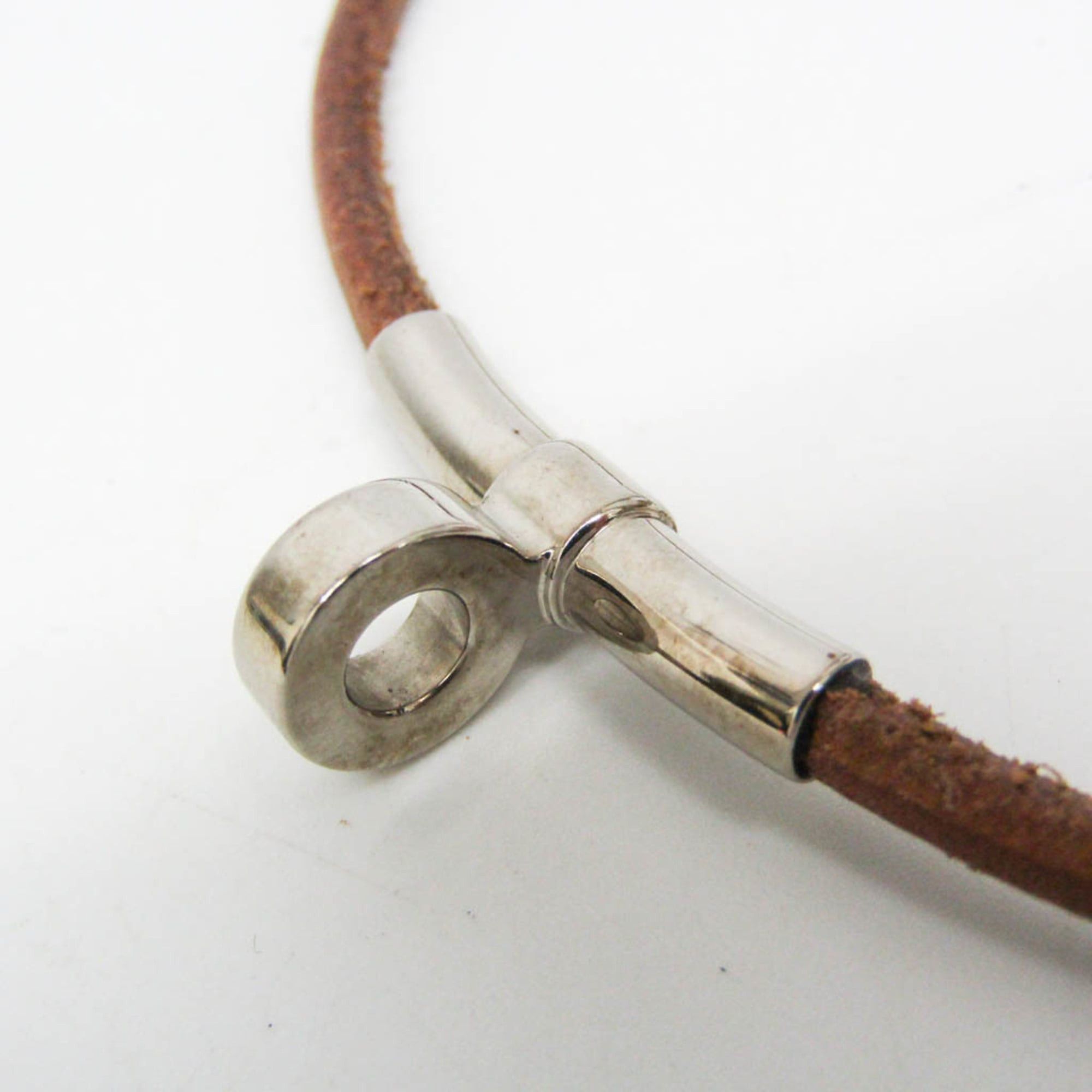 Hermes Hermes Kite Choker Leather,Metal Bangle Silver,Brown Size ONE SIZE - 6 Thumbnail