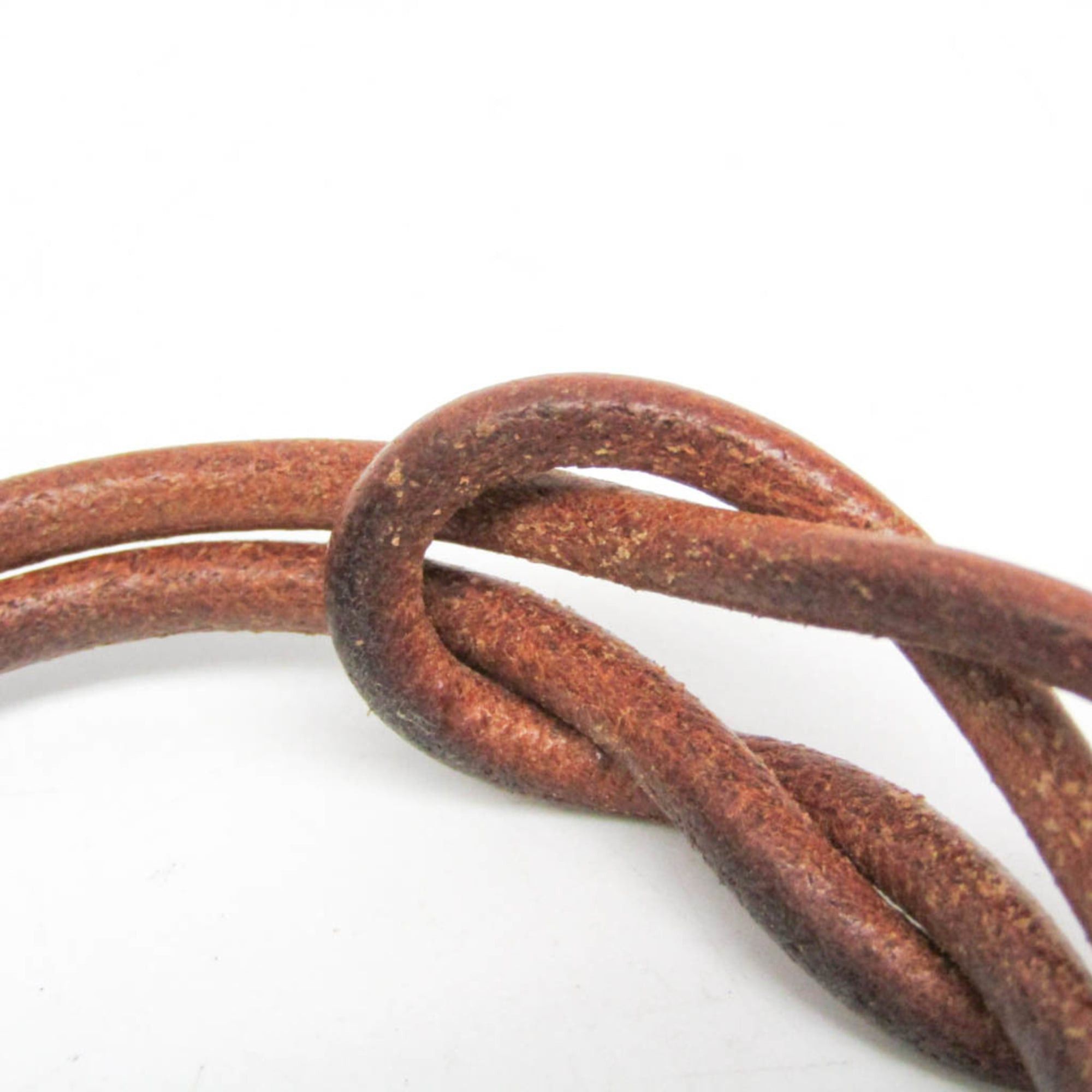 Hermes Hermes Hercule Leather,Metal Bangle Silver,Brown Size ONE SIZE - 3 Thumbnail