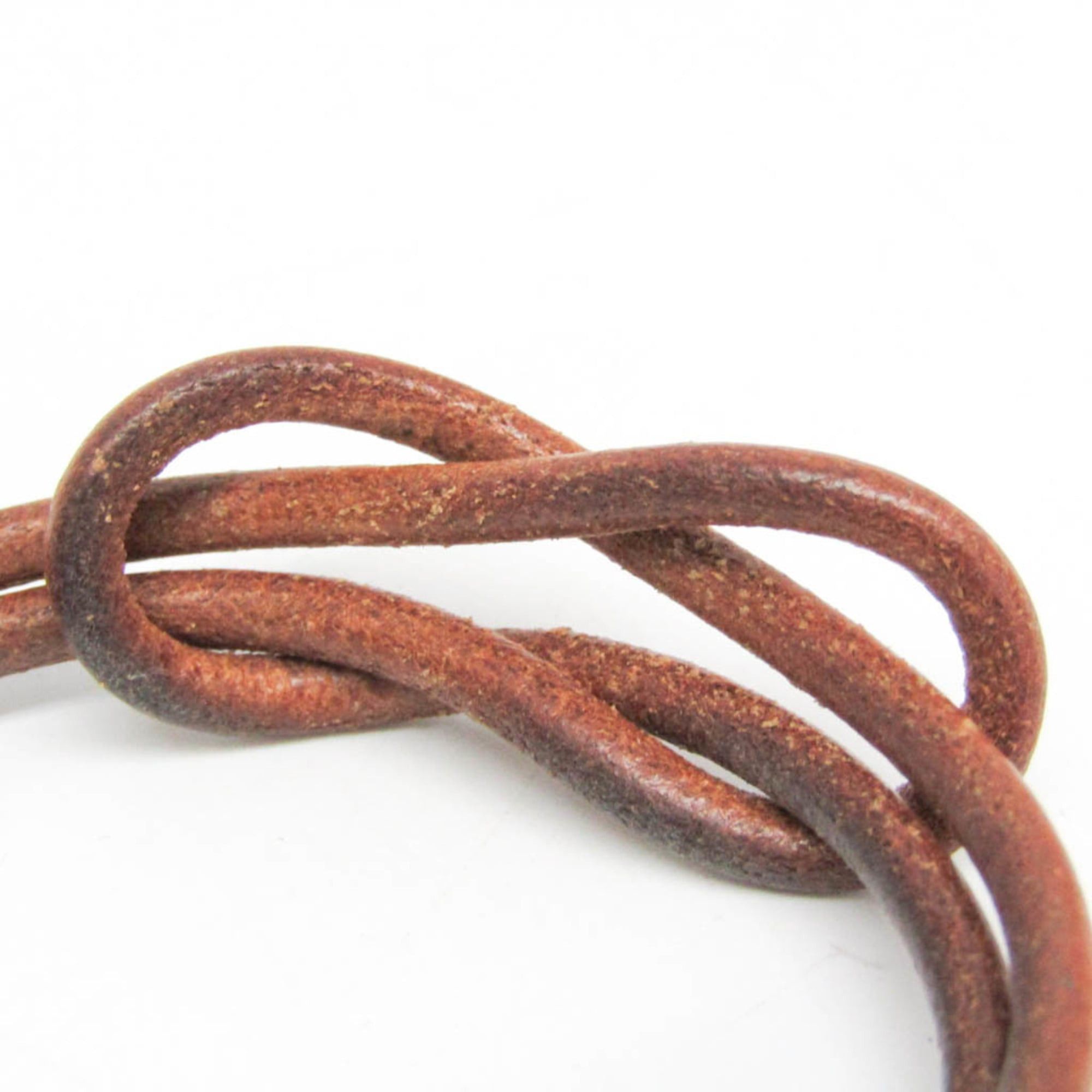 Hermes Hermes Hercule Leather,Metal Bangle Silver,Brown Size ONE SIZE - 8 Thumbnail