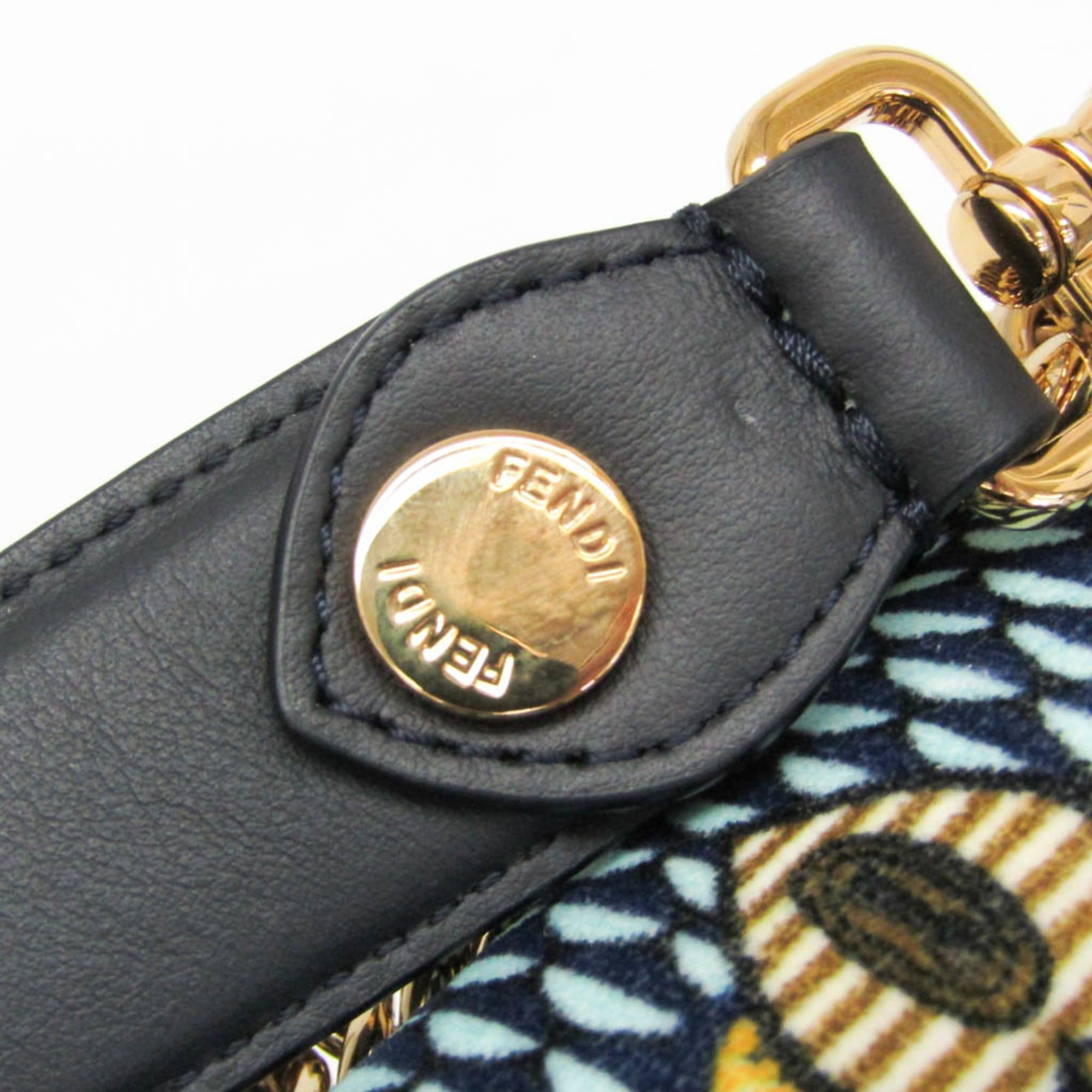 Fendi Fendi KAN I 8BT283 Women's Velvet,Leather Handbag,Shoulder Bag Light Blue,Navy,Yellow Size ONE SIZE - 10 Thumbnail