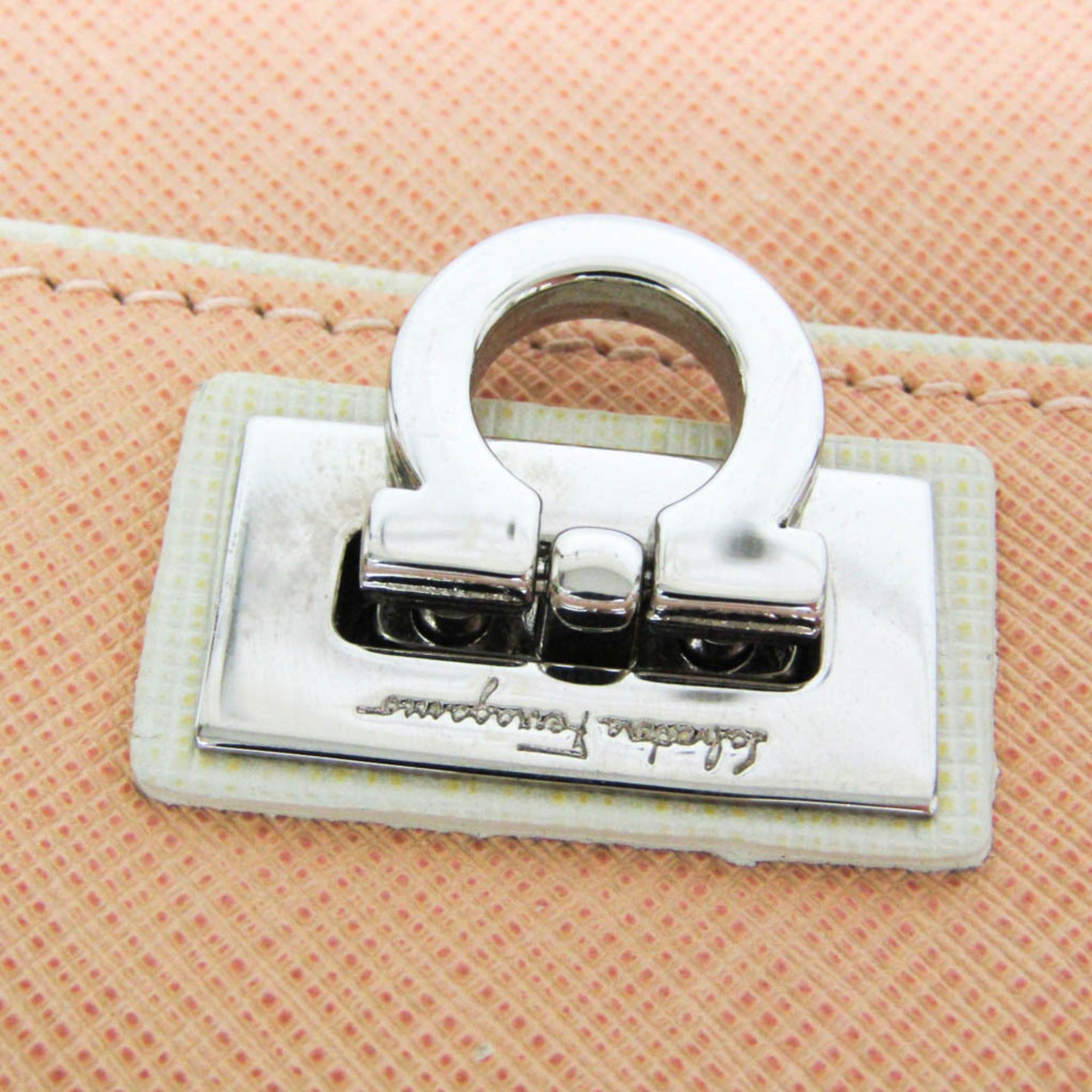 Salvatore Ferragamo Salvatore Ferragamo Gancini Vara Ribbon Handle BW-21 6852 Women's Leather Handbag,Shoulder Bag Pale Orange Size ONE SIZE - 11 Thumbnail