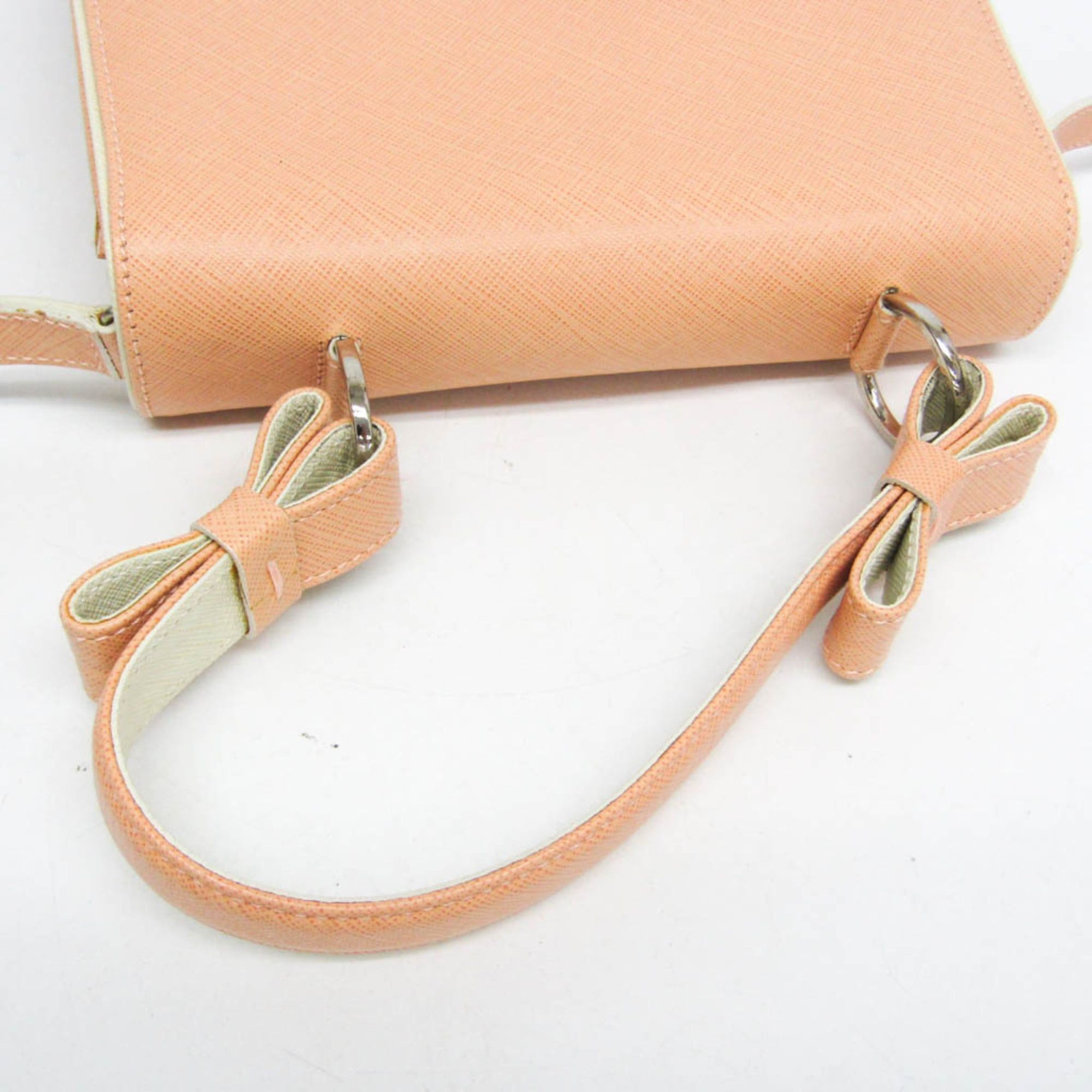 Salvatore Ferragamo Salvatore Ferragamo Gancini Vara Ribbon Handle BW-21 6852 Women's Leather Handbag,Shoulder Bag Pale Orange Size ONE SIZE - 13 Thumbnail