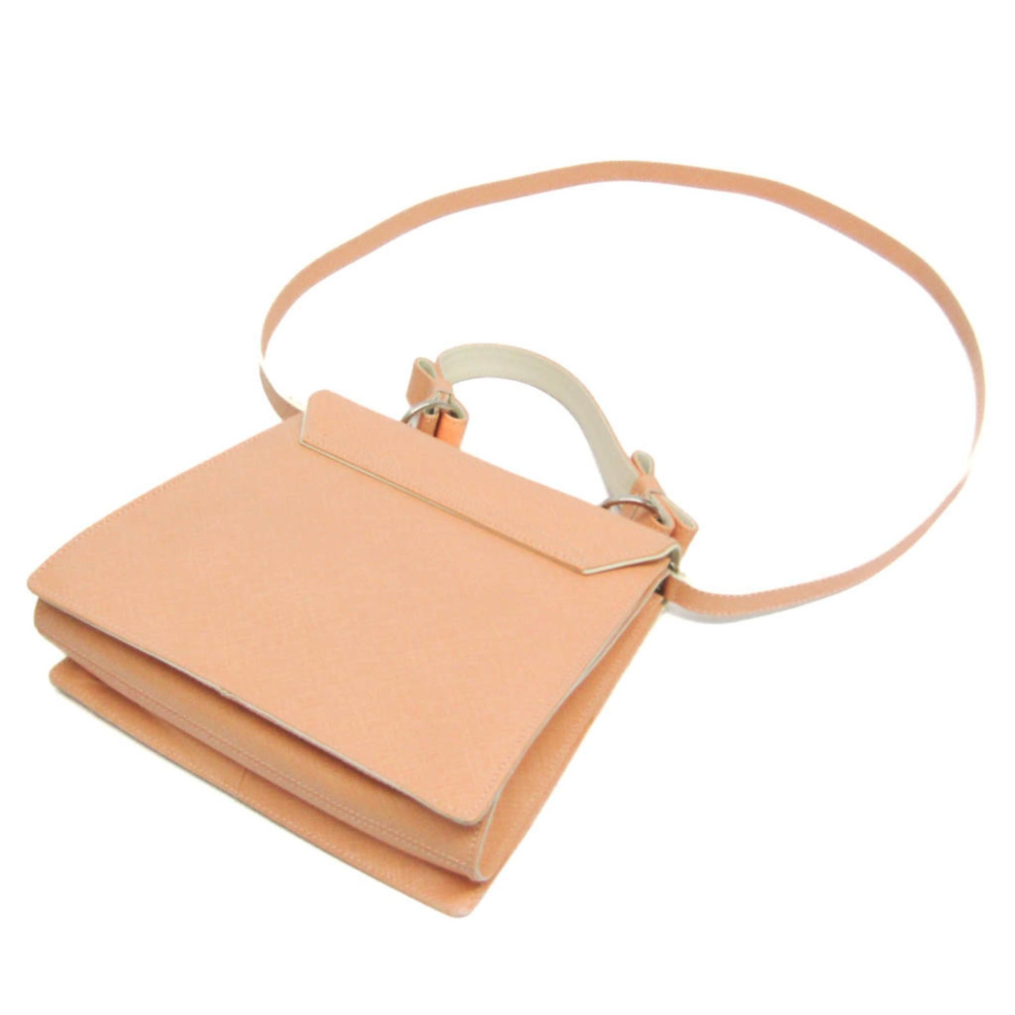 Salvatore Ferragamo Salvatore Ferragamo Gancini Vara Ribbon Handle BW-21 6852 Women's Leather Handbag,Shoulder Bag Pale Orange Size ONE SIZE - 3 Thumbnail