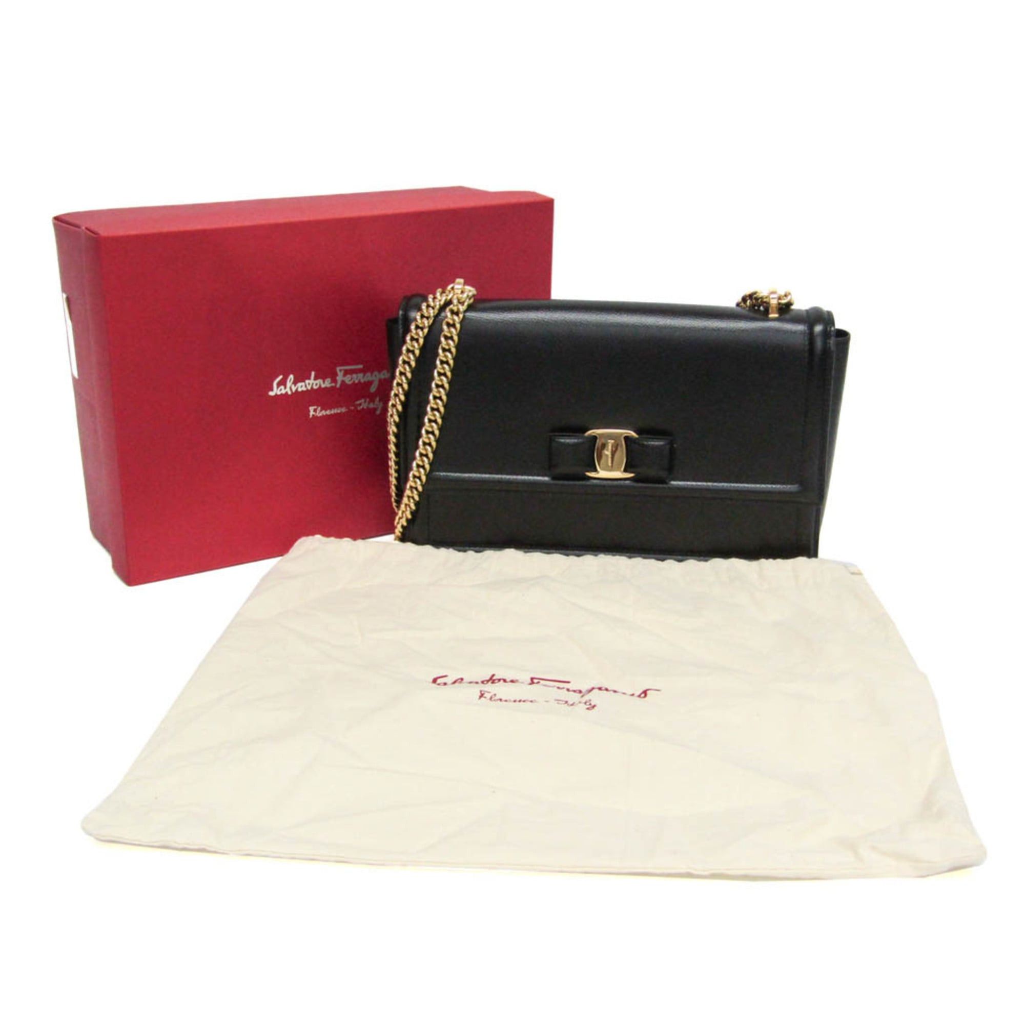 Salvatore Ferragamo Salvatore Ferragamo Vara AU-21G462 Women's Leather Shoulder Bag Black Size ONE SIZE - 2 Thumbnail
