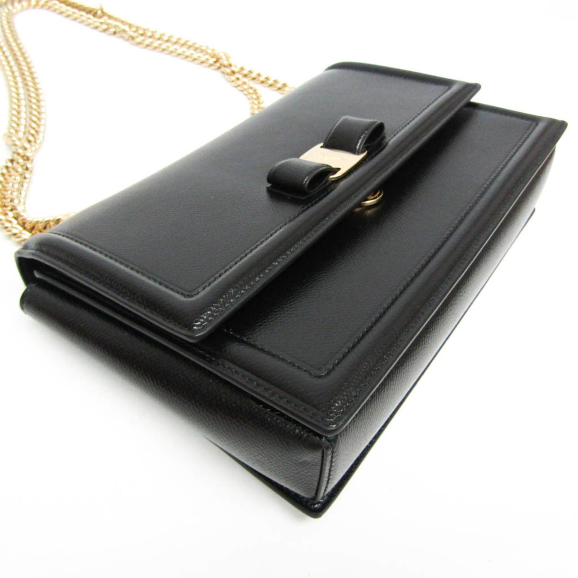 Salvatore Ferragamo Salvatore Ferragamo Vara AU-21G462 Women's Leather Shoulder Bag Black Size ONE SIZE - 5 Thumbnail