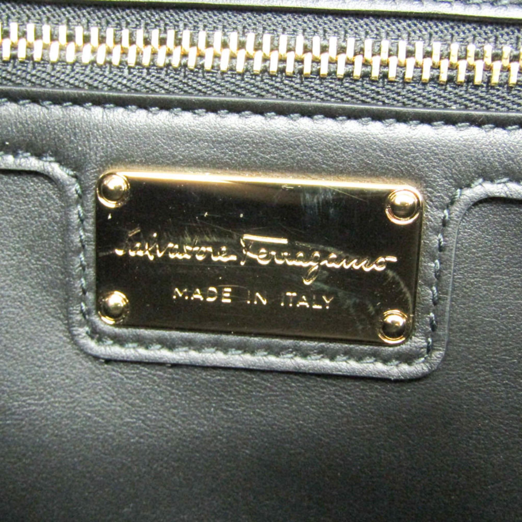 Salvatore Ferragamo Salvatore Ferragamo Vara AU-21G462 Women's Leather Shoulder Bag Black Size ONE SIZE - 10 Thumbnail