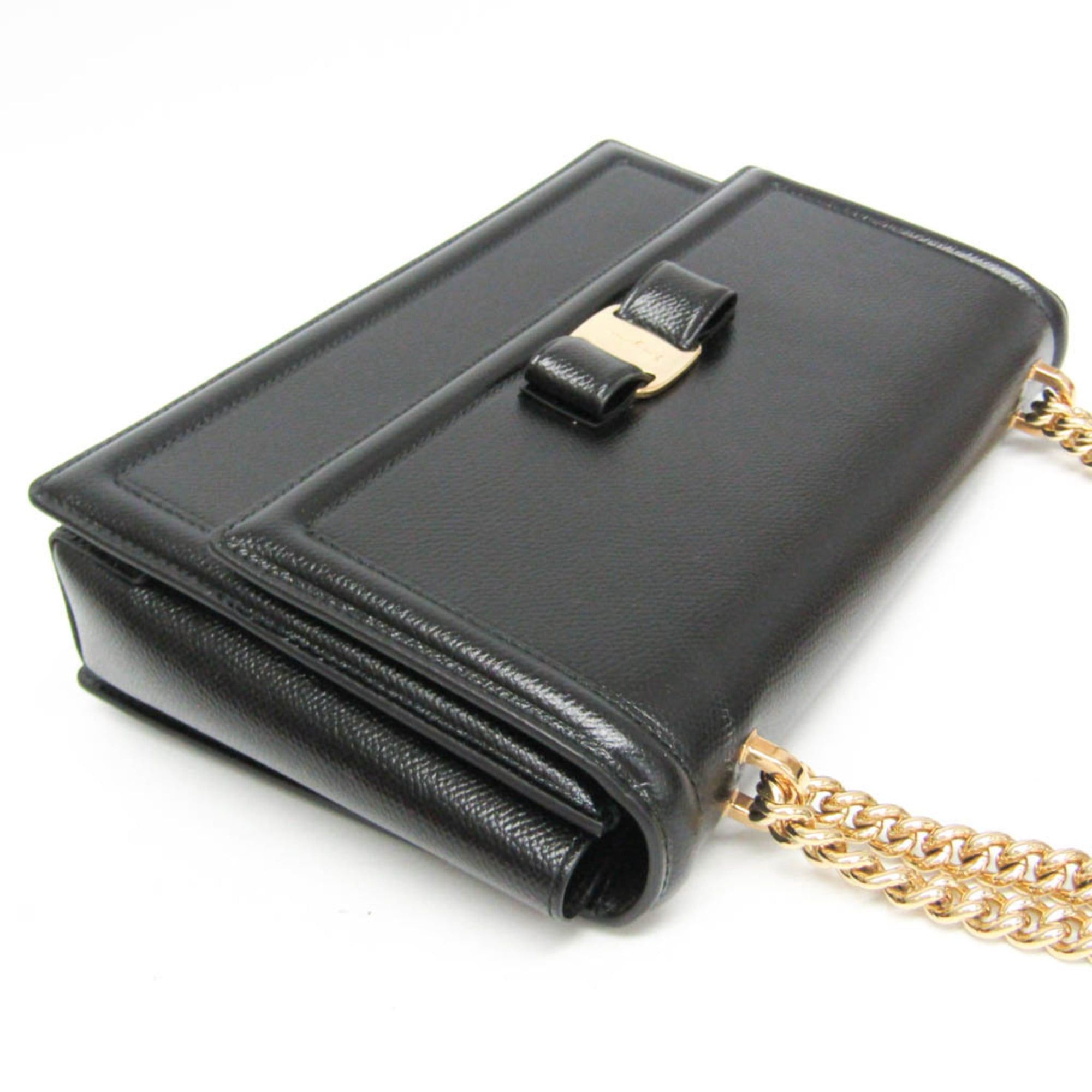 Salvatore Ferragamo Salvatore Ferragamo Vara AU-21G462 Women's Leather Shoulder Bag Black Size ONE SIZE - 6 Thumbnail