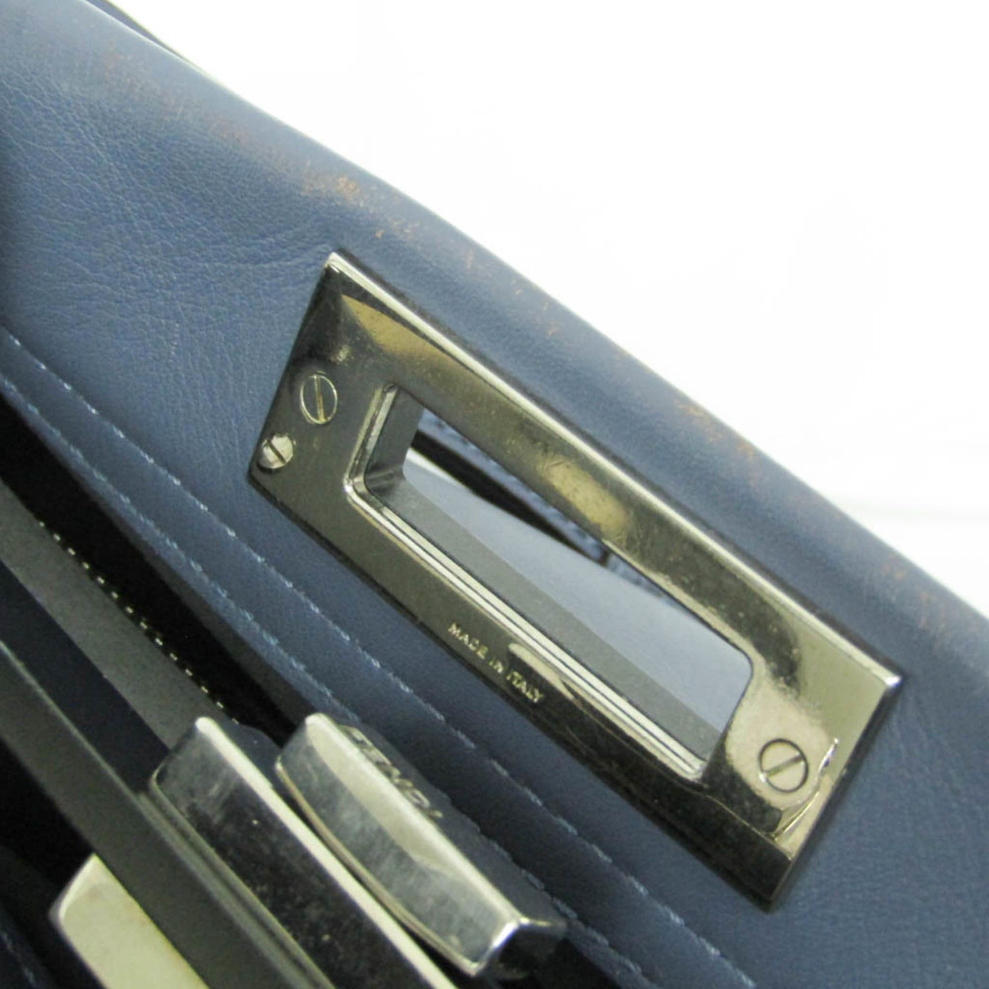 Fendi Fendi Peekaboo 8BN290 Women's Leather Handbag,Shoulder Bag Blue Size ONE SIZE - 18 Thumbnail