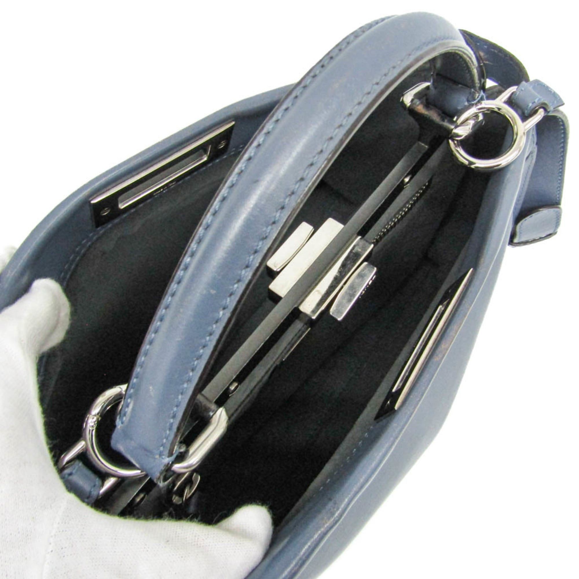 Fendi Fendi Peekaboo 8BN290 Women's Leather Handbag,Shoulder Bag Blue Size ONE SIZE - 3 Thumbnail
