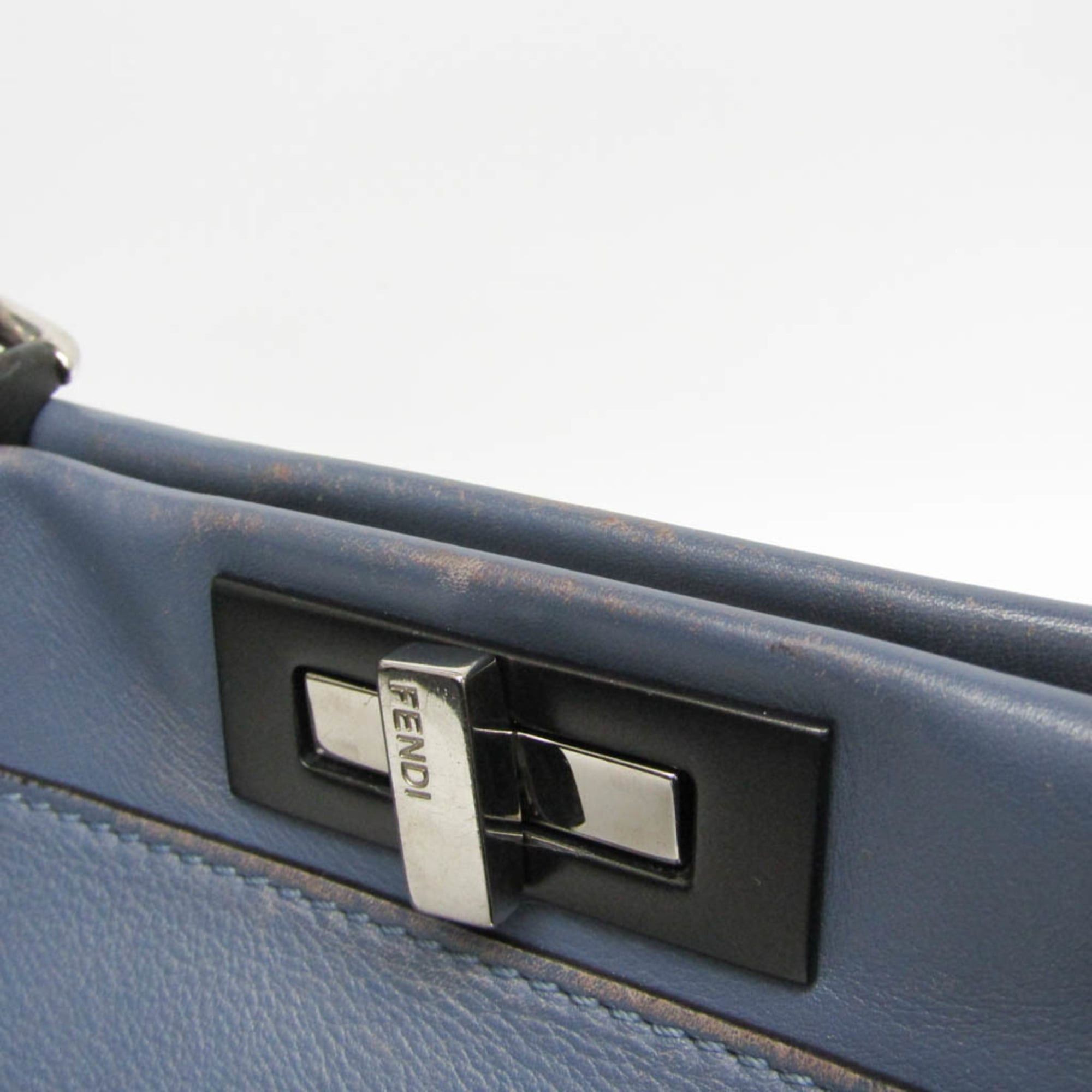 Fendi Fendi Peekaboo 8BN290 Women's Leather Handbag,Shoulder Bag Blue Size ONE SIZE - 13 Thumbnail