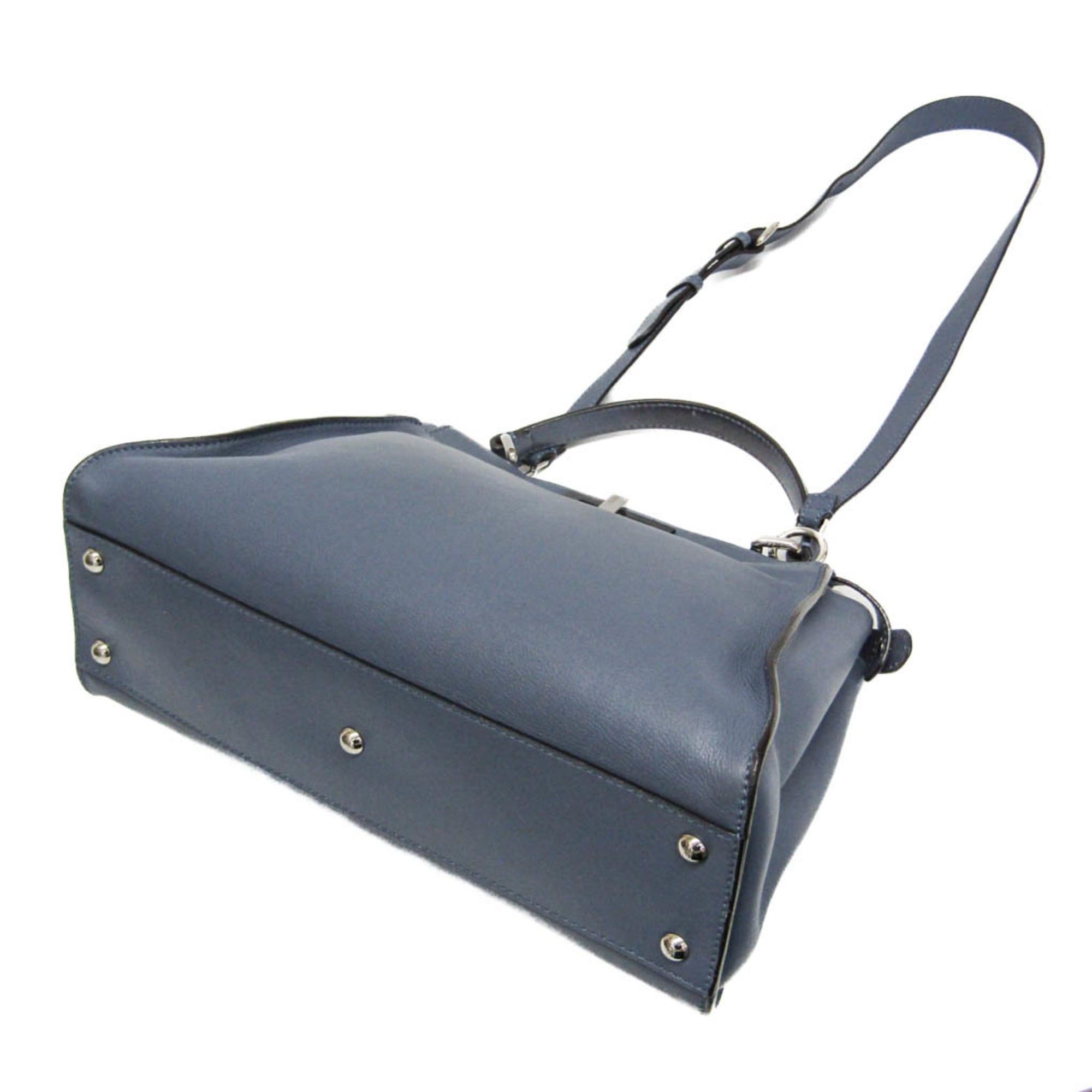 Fendi Fendi Peekaboo 8BN290 Women's Leather Handbag,Shoulder Bag Blue Size ONE SIZE - 2 Thumbnail