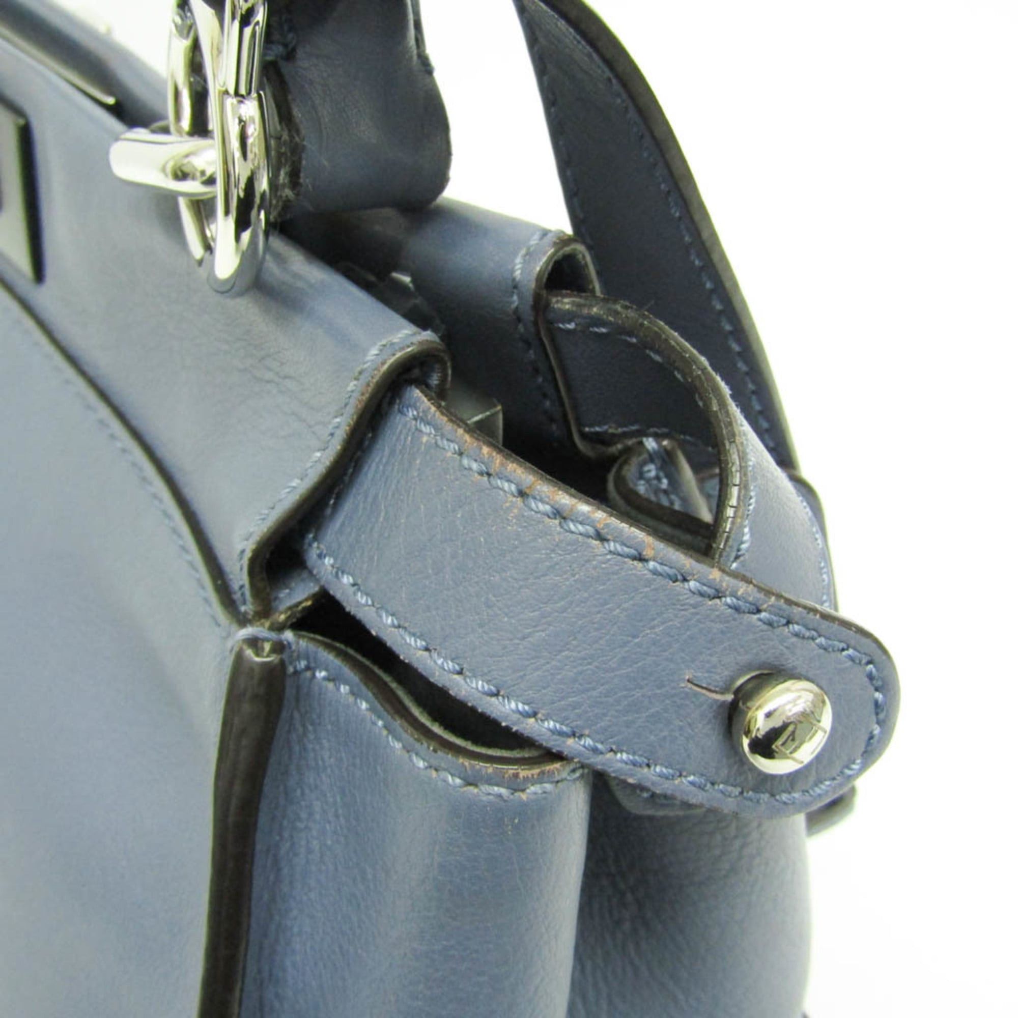 Fendi Fendi Peekaboo 8BN290 Women's Leather Handbag,Shoulder Bag Blue Size ONE SIZE - 7 Thumbnail