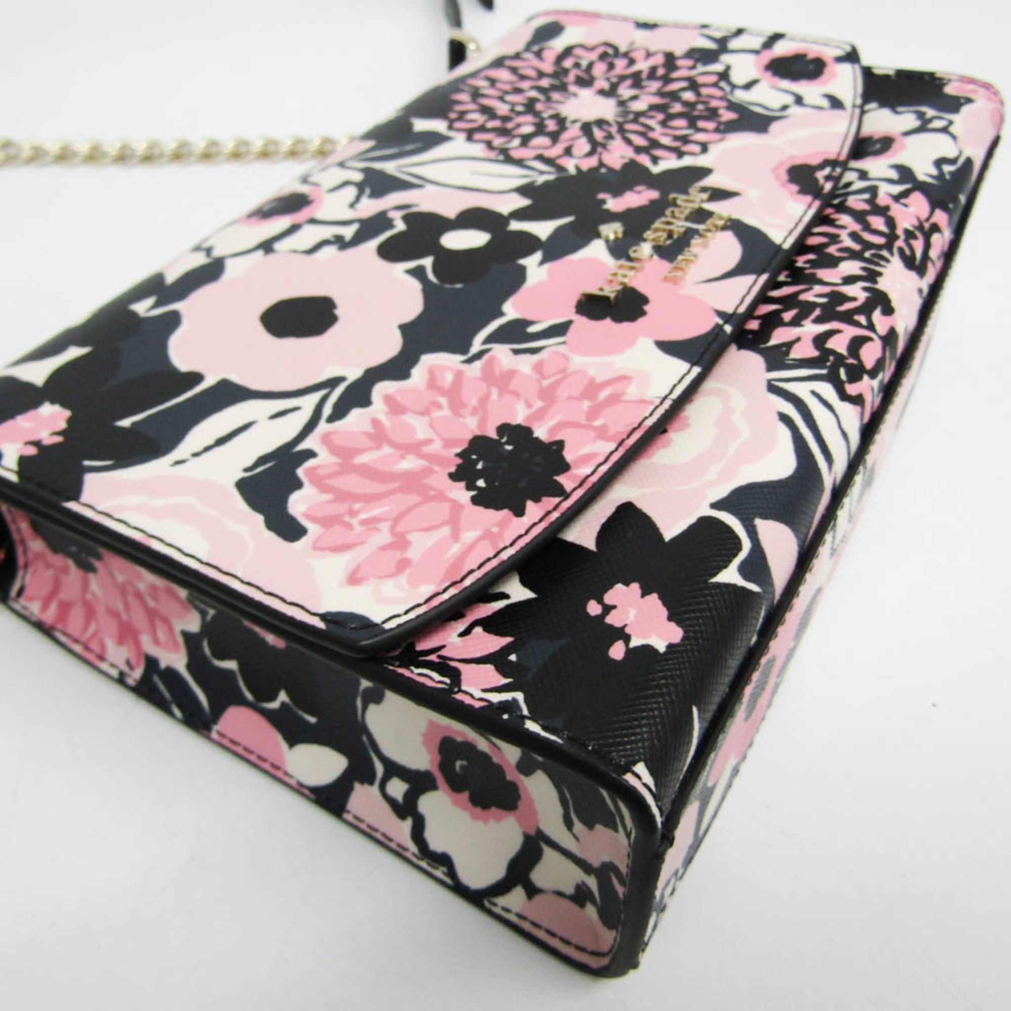 Kate Spade Kate Spade Carson Dahlia Floral Printed K8111 Women's PVC Handbag,Shoulder Bag Black,Pink Size ONE SIZE - 5 Thumbnail