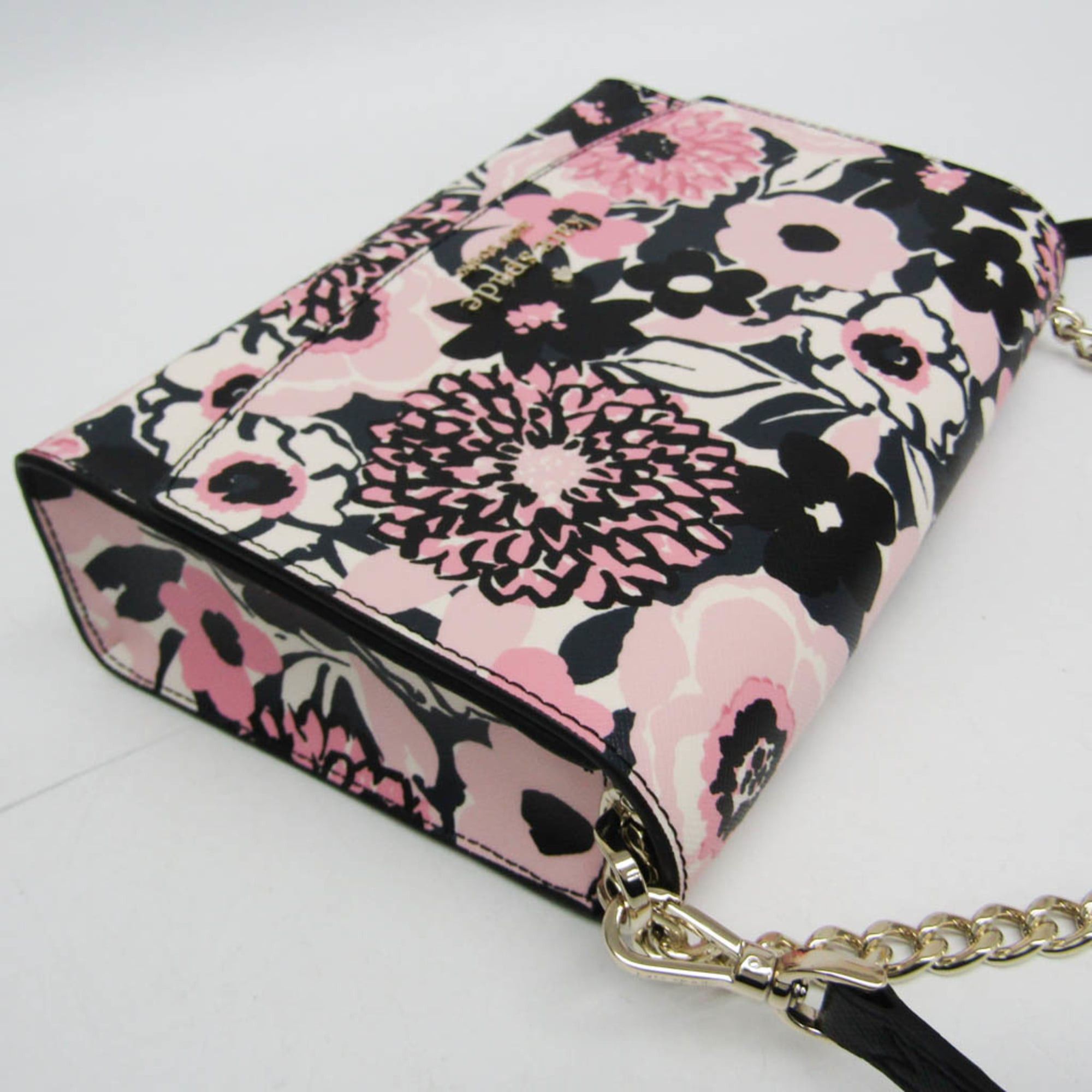 Kate Spade Kate Spade Carson Dahlia Floral Printed K8111 Women's PVC Handbag,Shoulder Bag Black,Pink Size ONE SIZE - 6 Thumbnail