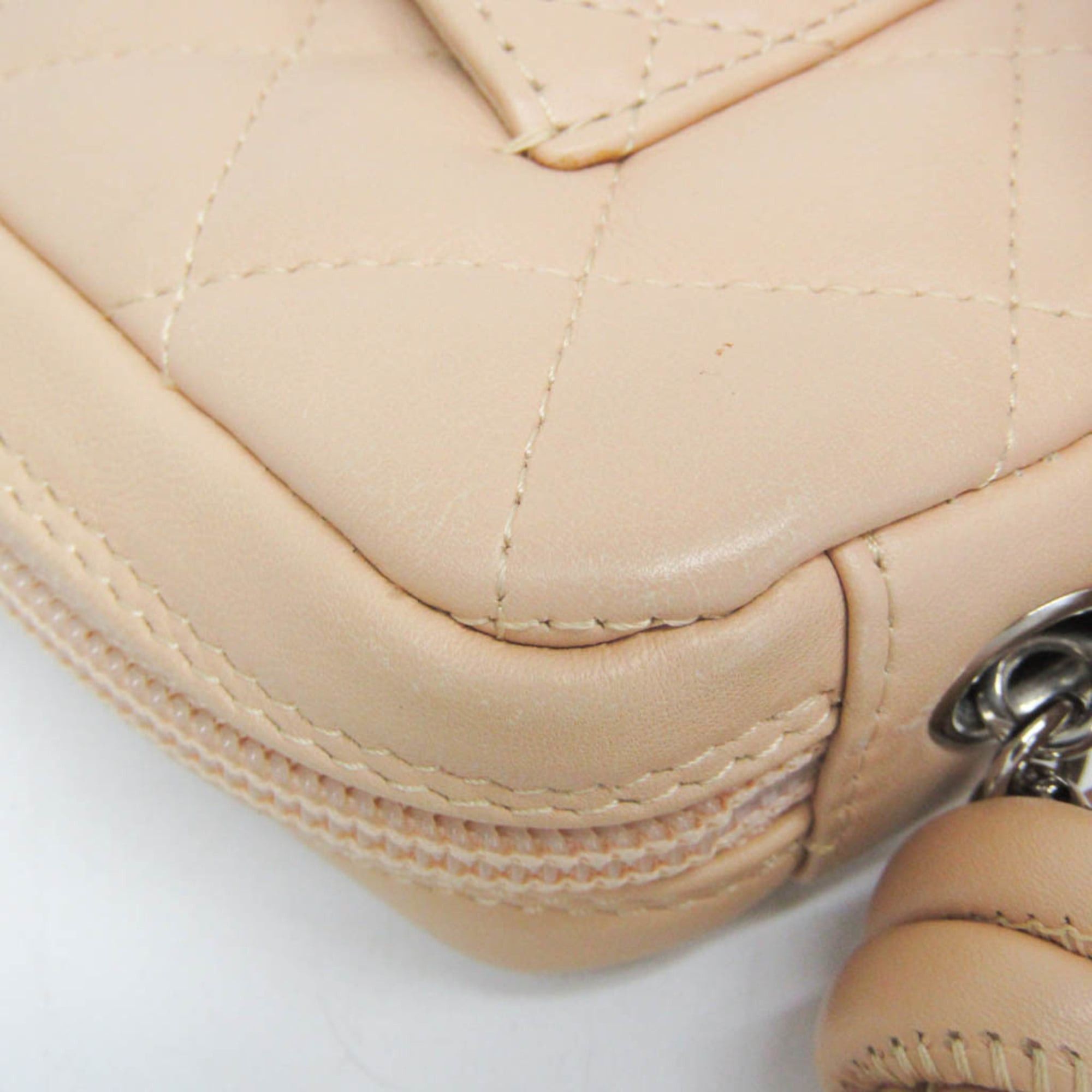 Chanel Chanel Ligne Cambon Accessory Pouch Women's Leather Handbag Light Beige Size ONE SIZE - 8 Thumbnail