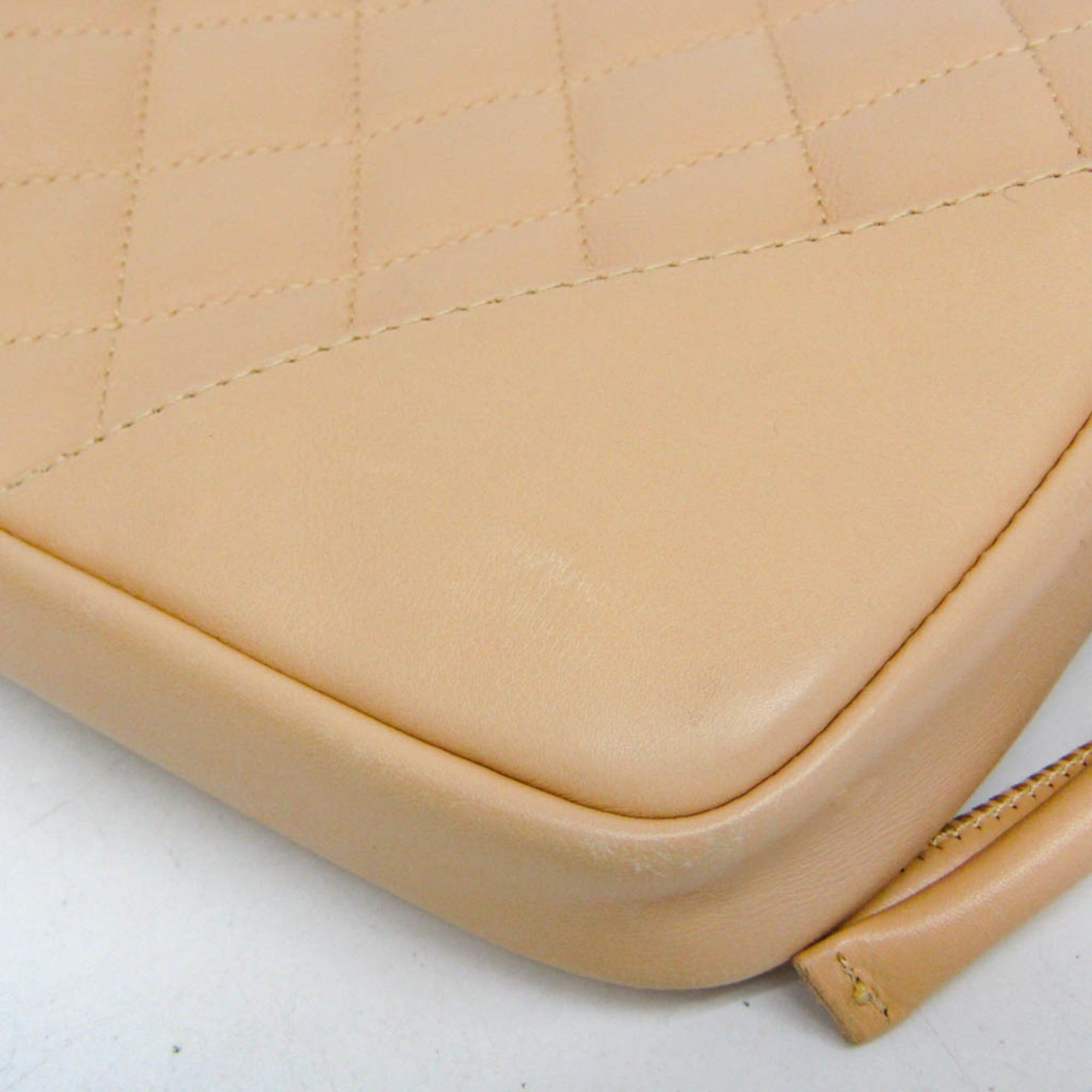 Chanel Chanel Ligne Cambon Accessory Pouch Women's Leather Handbag Light Beige Size ONE SIZE - 5 Thumbnail