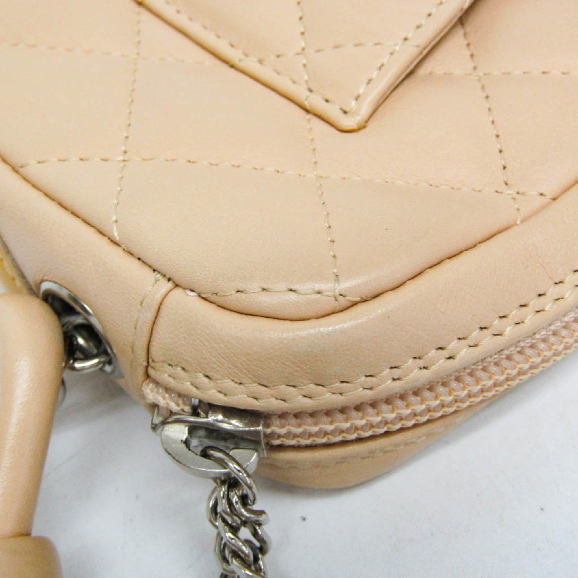 Chanel Chanel Ligne Cambon Accessory Pouch Women's Leather Handbag Light Beige Size ONE SIZE - 7 Thumbnail