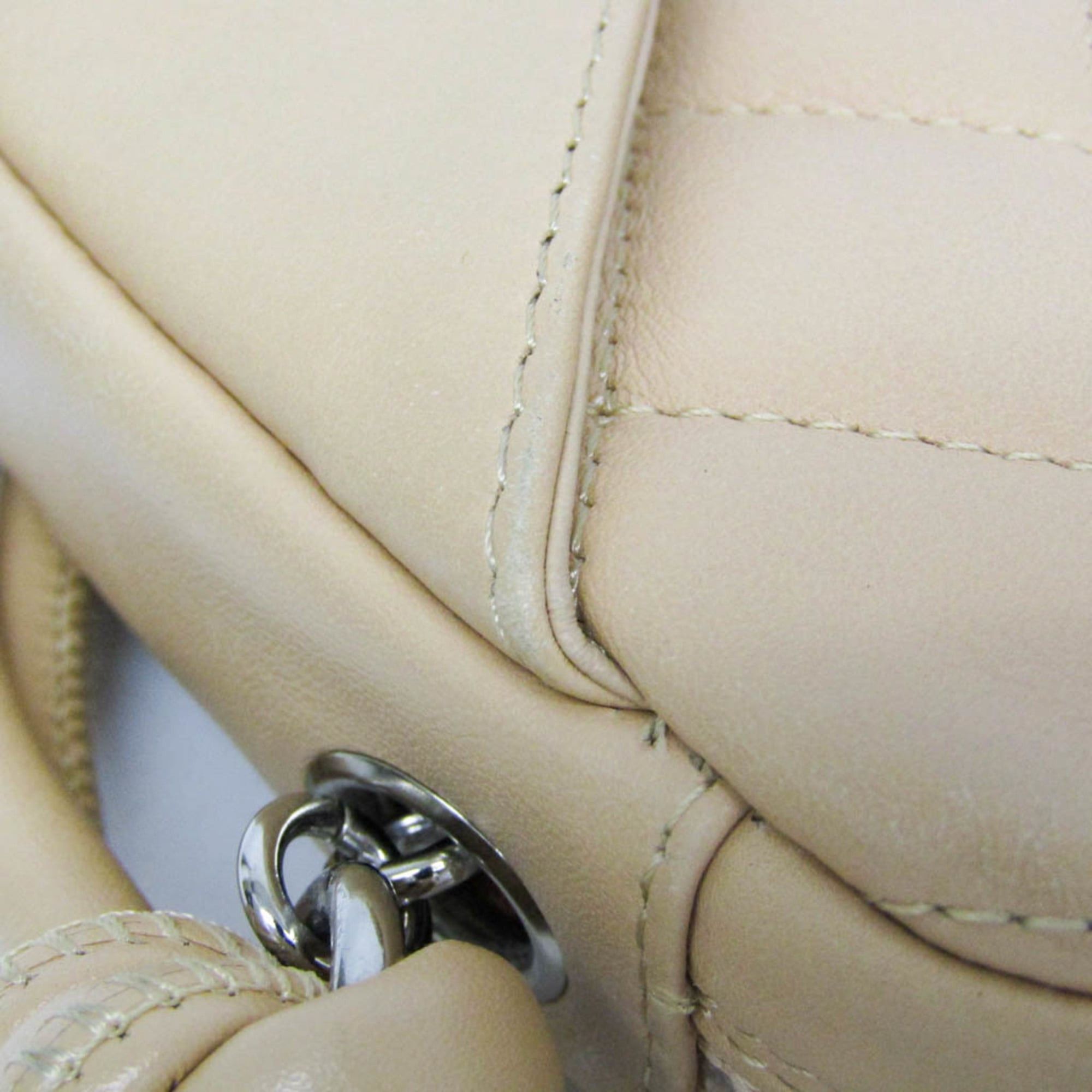 Chanel Chanel Ligne Cambon Accessory Pouch Women's Leather Handbag Light Beige Size ONE SIZE - 11 Thumbnail