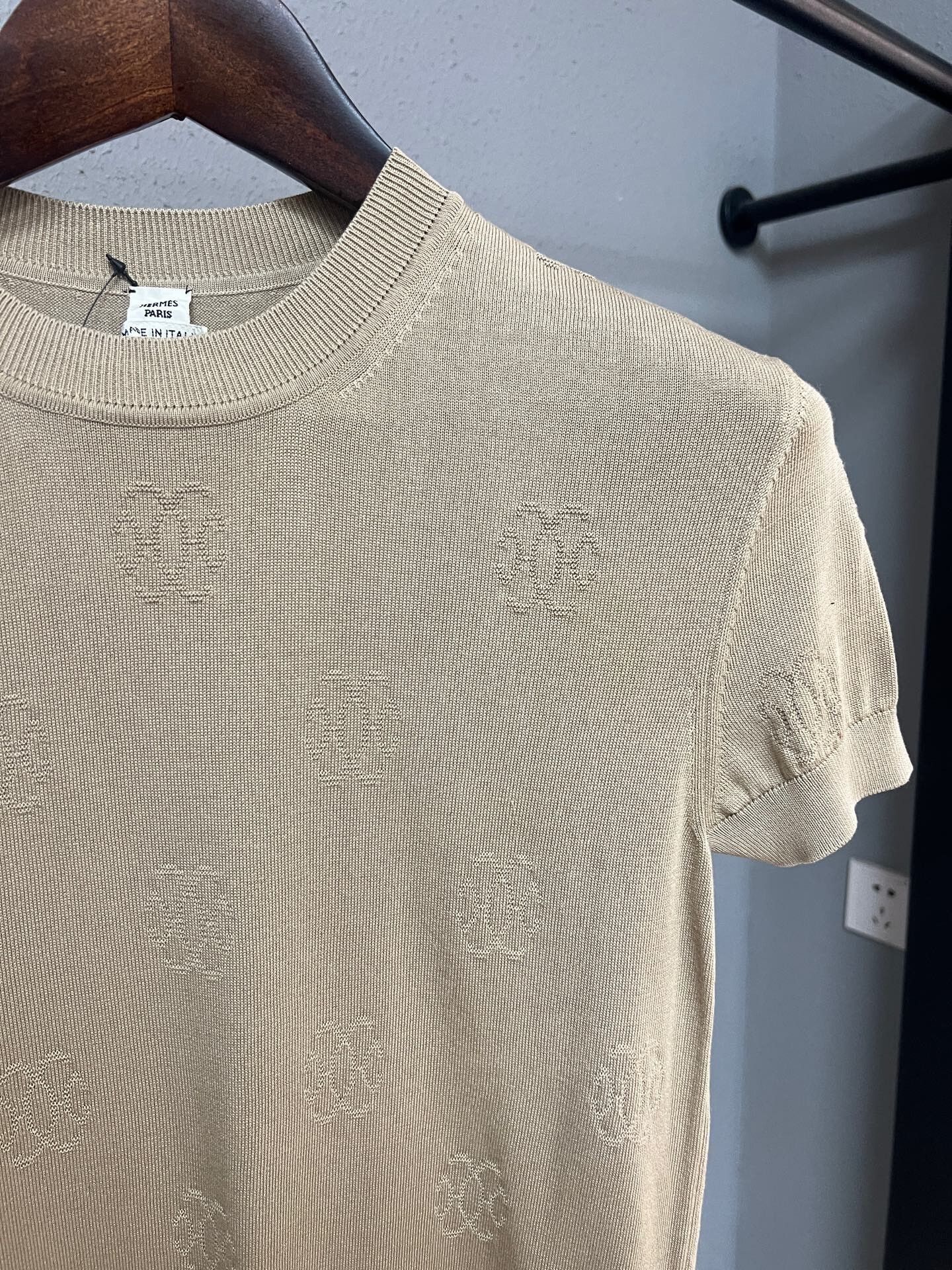 Hermes Hermes Camel Color Knit Short Sleeve Top Size S / US 4 / IT 40 - 3 Thumbnail