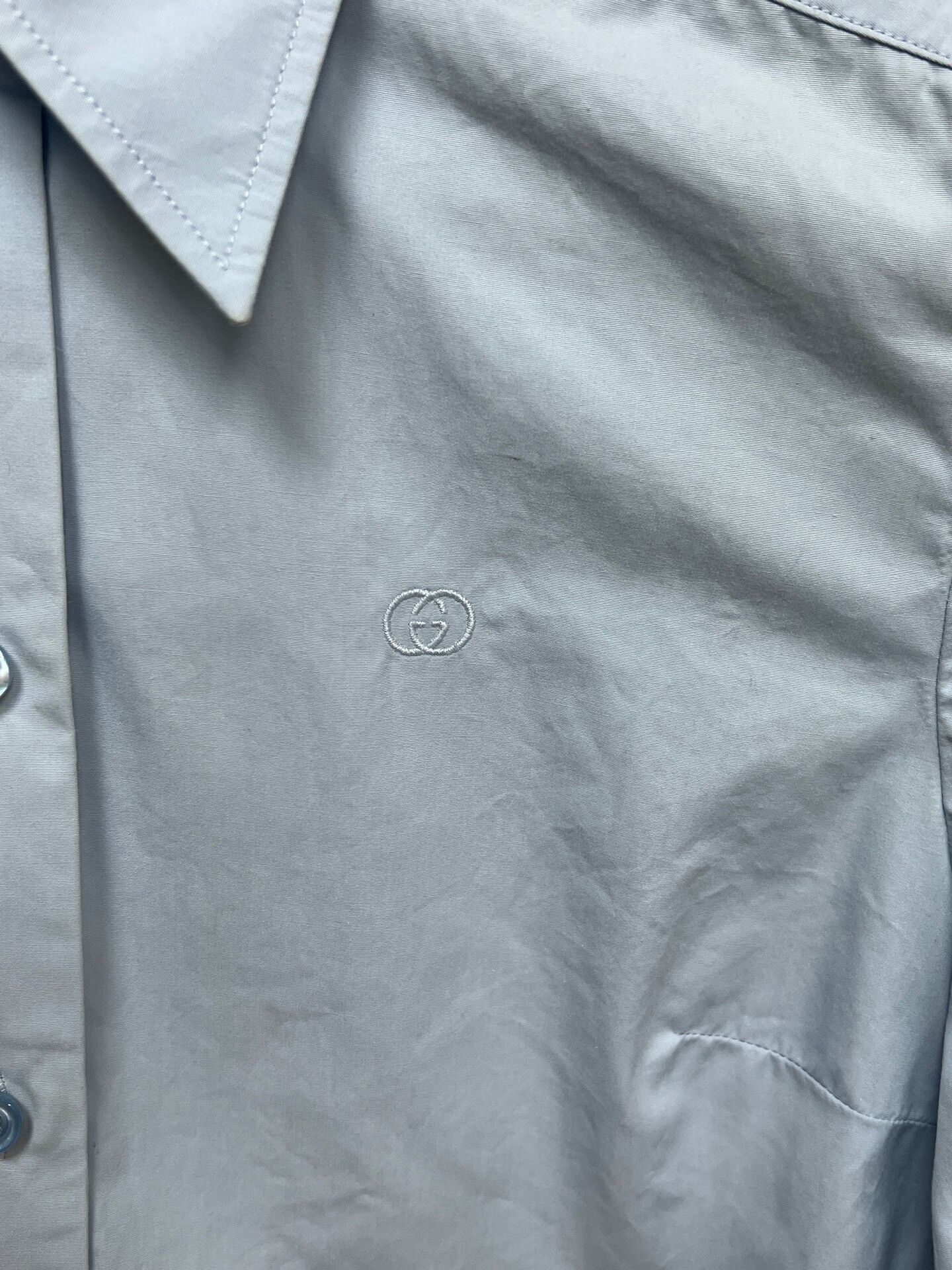 Gucci gucci blue logo cropped button-up shirt Size M / US 6-8 / IT 42-44 - 3 Thumbnail