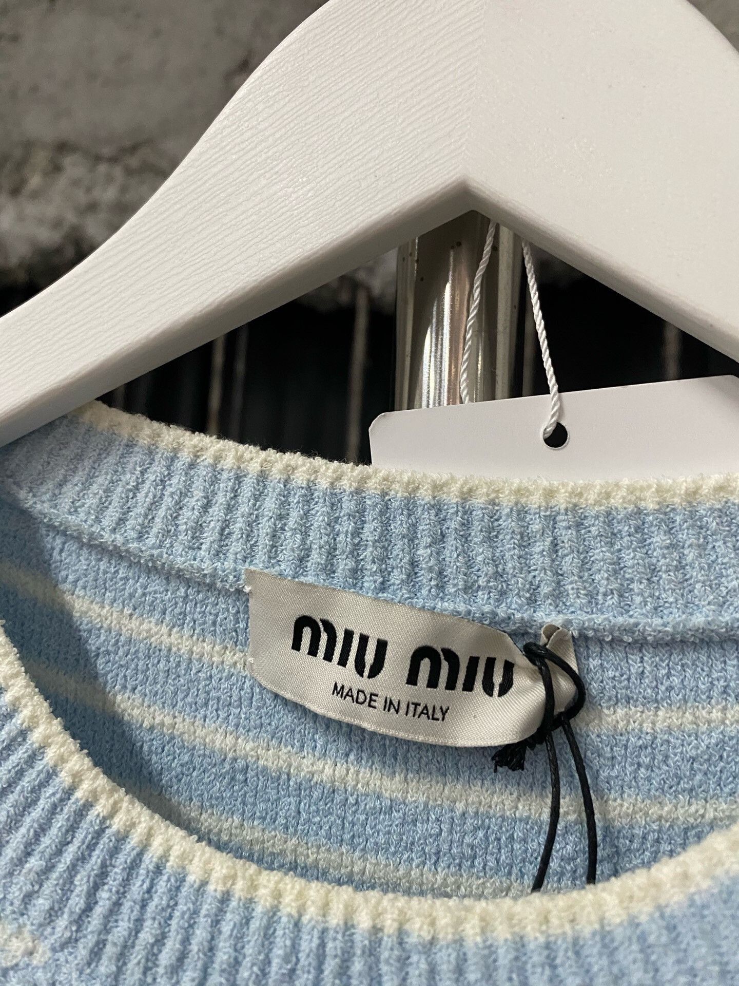 Miu Miu miumiu blue and white striped short sleeve Size M / US 6-8 / IT 42-44 - 5 Thumbnail