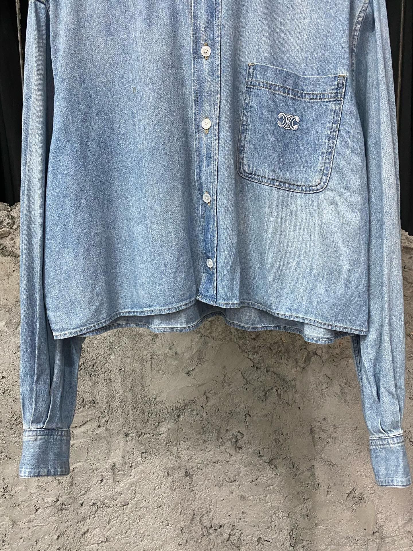 Celine celine denim shirt with cropped design Size XS / US 0-2 / IT 36-38 - 4 Thumbnail