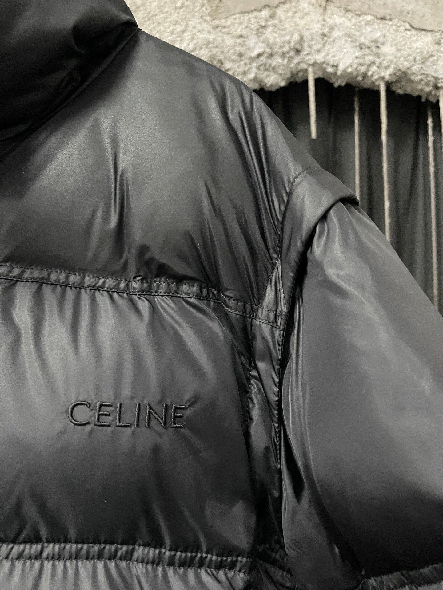 Celine black embroidered logo puffer jacket Size S / US 4 / IT 40 - 5 Thumbnail