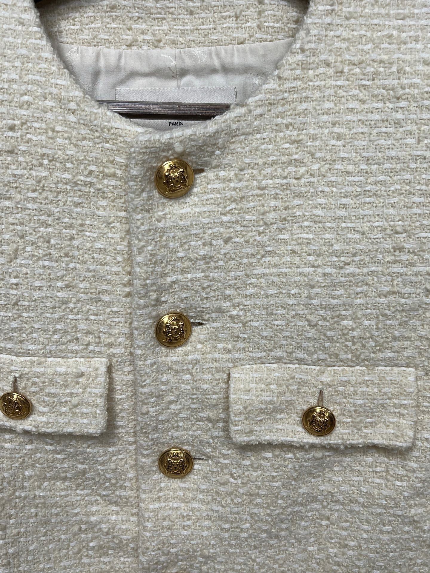 Celine Celine White Gold Button Tweed Jacket Size M / US 6-8 / IT 42-44 - 3 Thumbnail