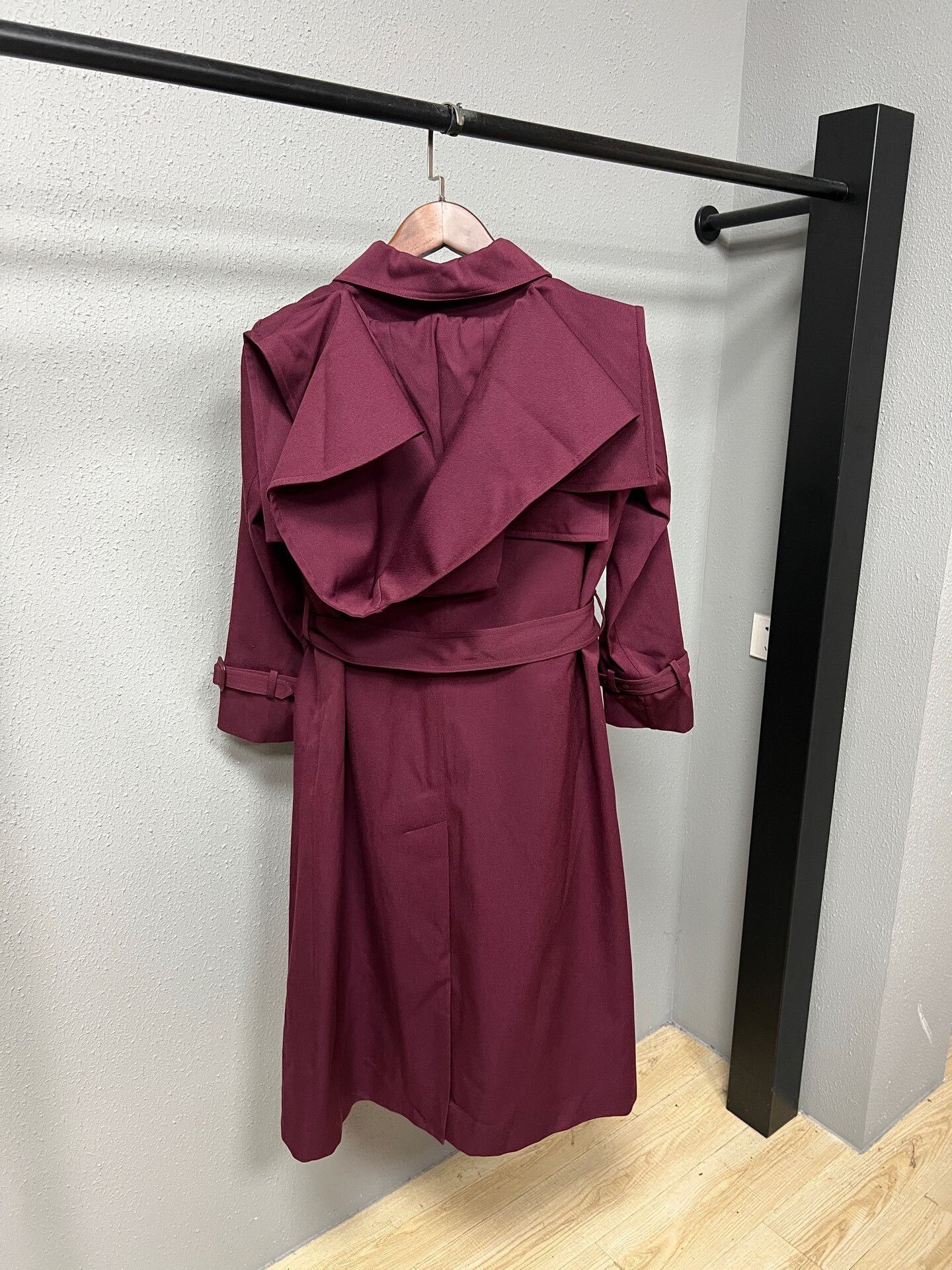 Celine long burgundy wool blend trench coat Size XS / US 0-2 / IT 36-38 - 2 Thumbnail