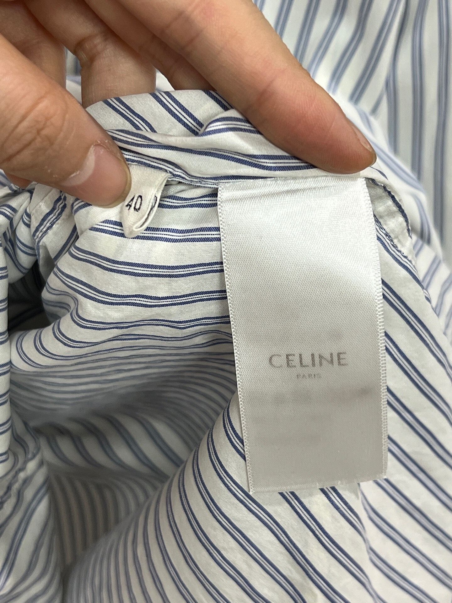 Celine celine striped shirt with collar Size L / US 10 / IT 46 - 4 Thumbnail