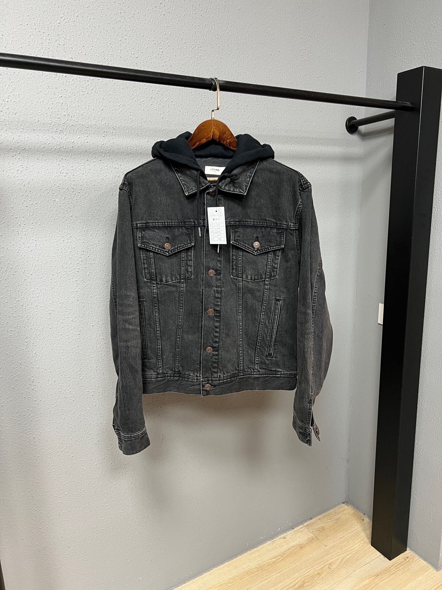 Celine black denim hoodie jacket by Celine Size US L / EU 52-54 / 3 - 2 Thumbnail