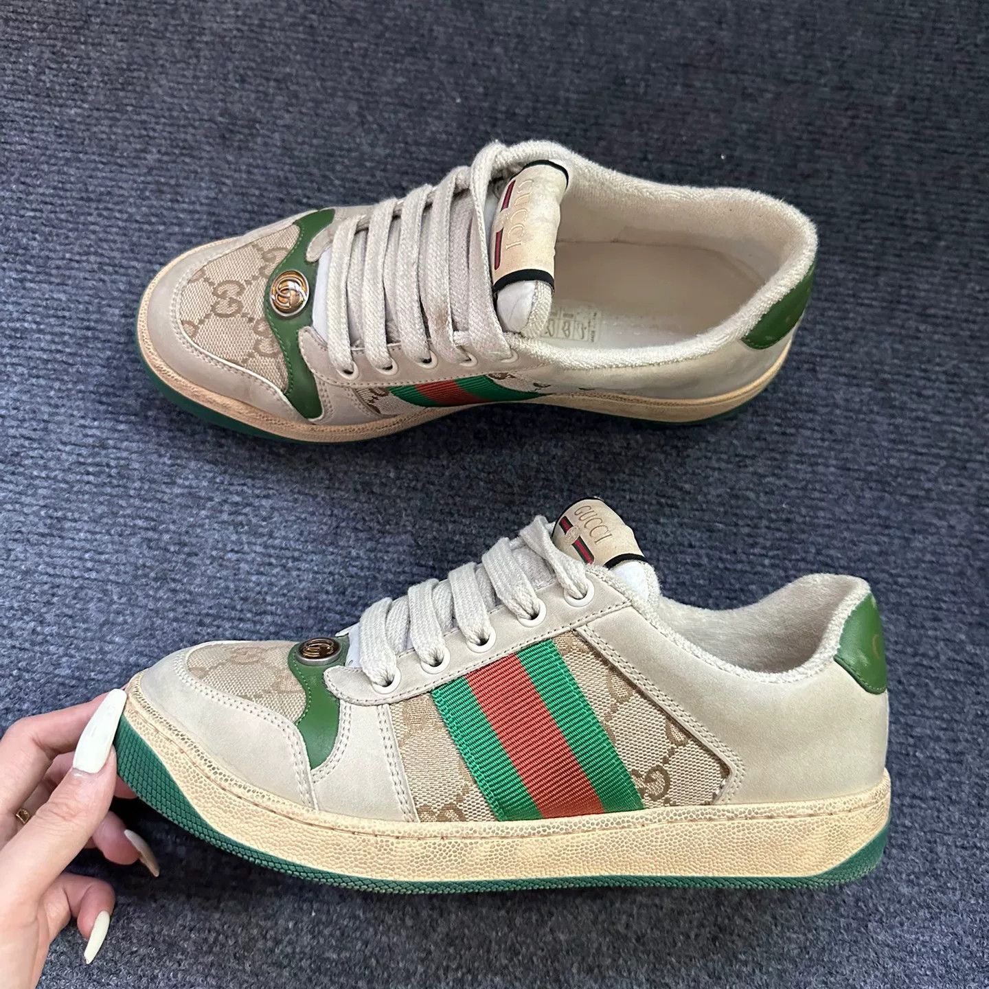 Gucci gucci green double G sneakers size 36.5 Size US 6.5 / EU 39-40 - 3 Thumbnail